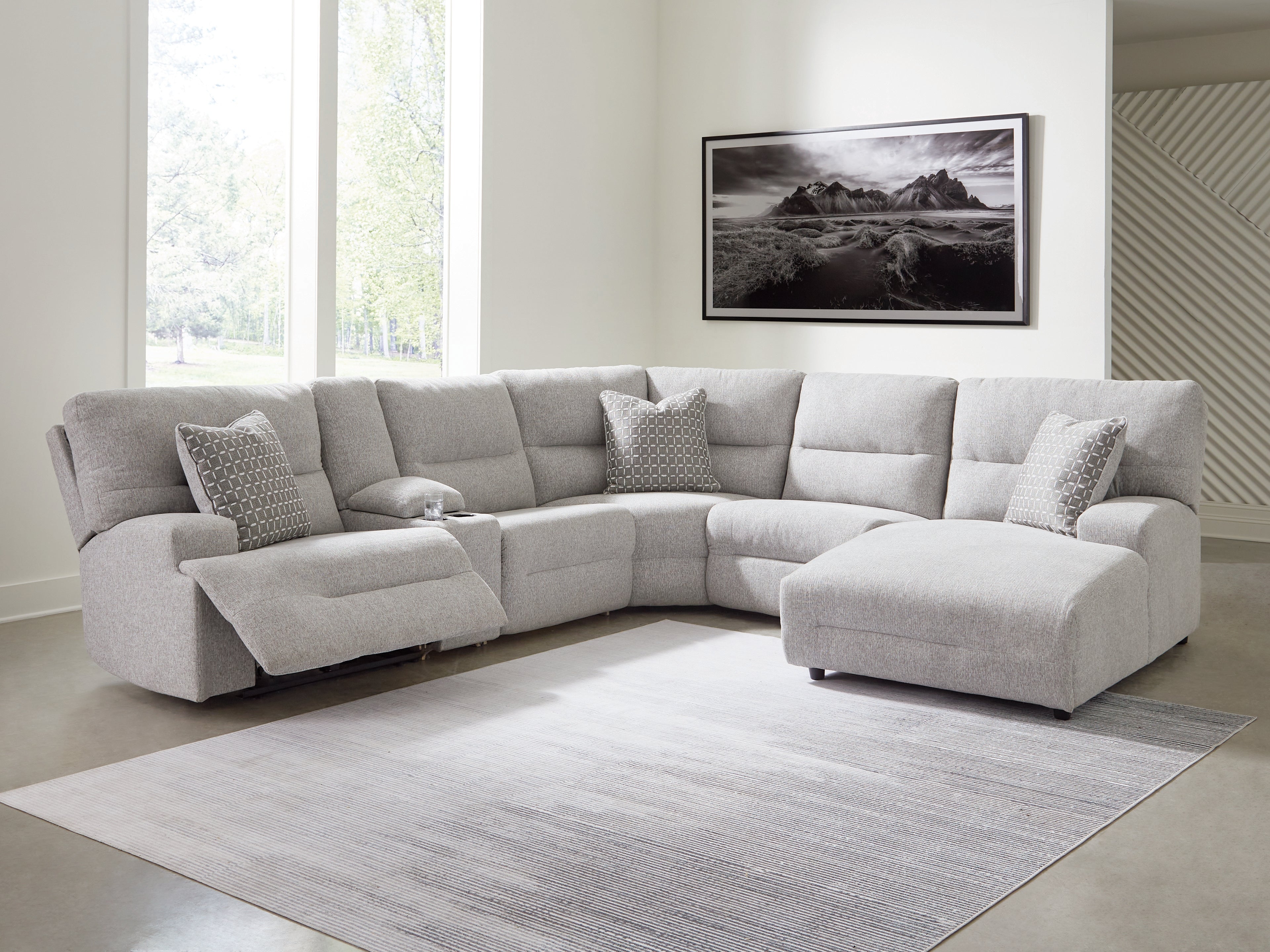 Sectionals for Less - Ashley Furniture - Acklen Place Sectional - 6-Piece Power Reclining Sectional with Chaise / Pewter - 93605S1
