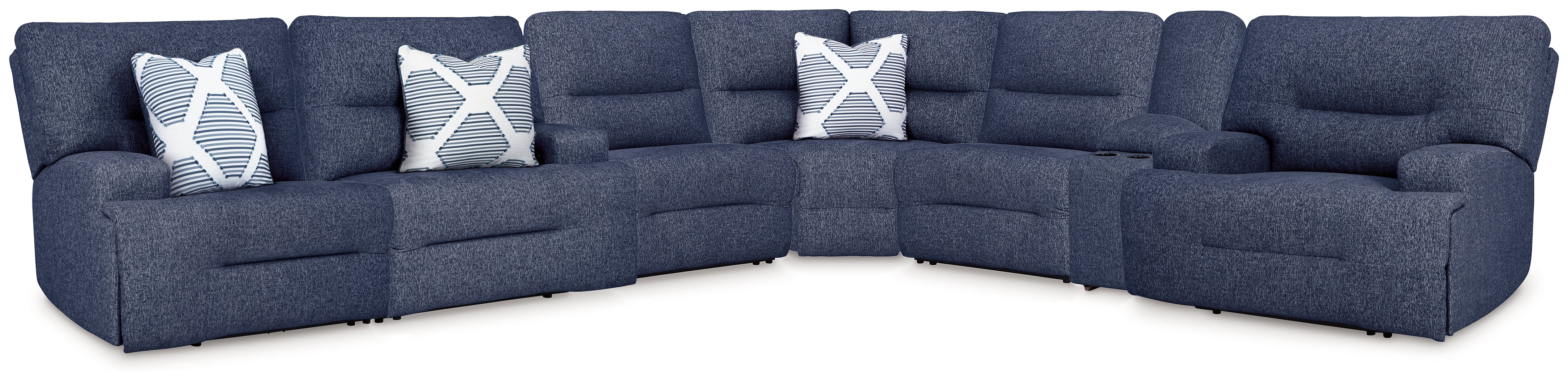 Sectionals for Less - Ashley Furniture - Acklen Place Sectional - 7-Piece Power Reclining Sectional / Navy - 93607S8