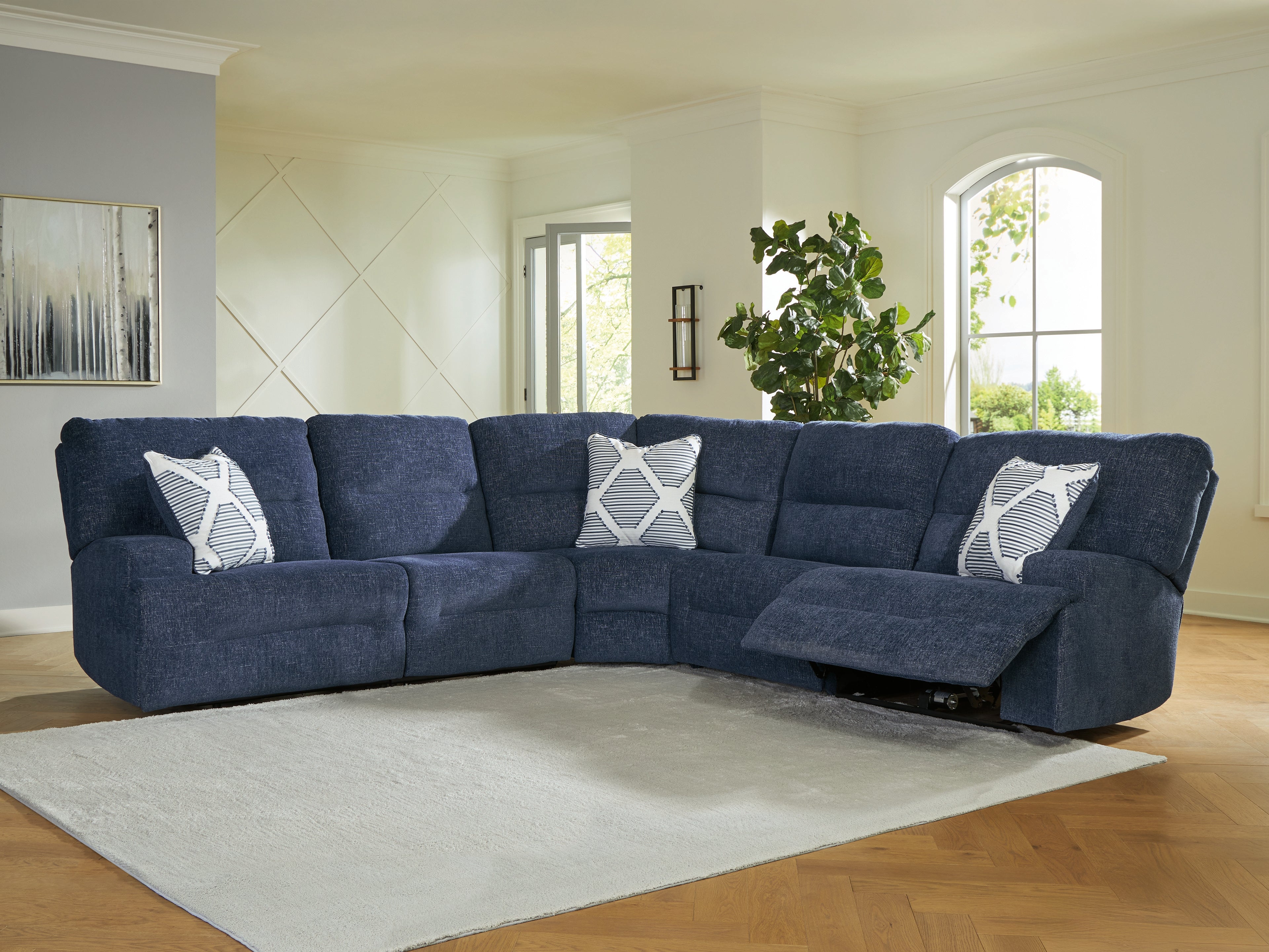 Sectionals for Less - Ashley Furniture - Acklen Place Sectional - 5-Piece Power Reclining Sectional / Navy - 93607S3
