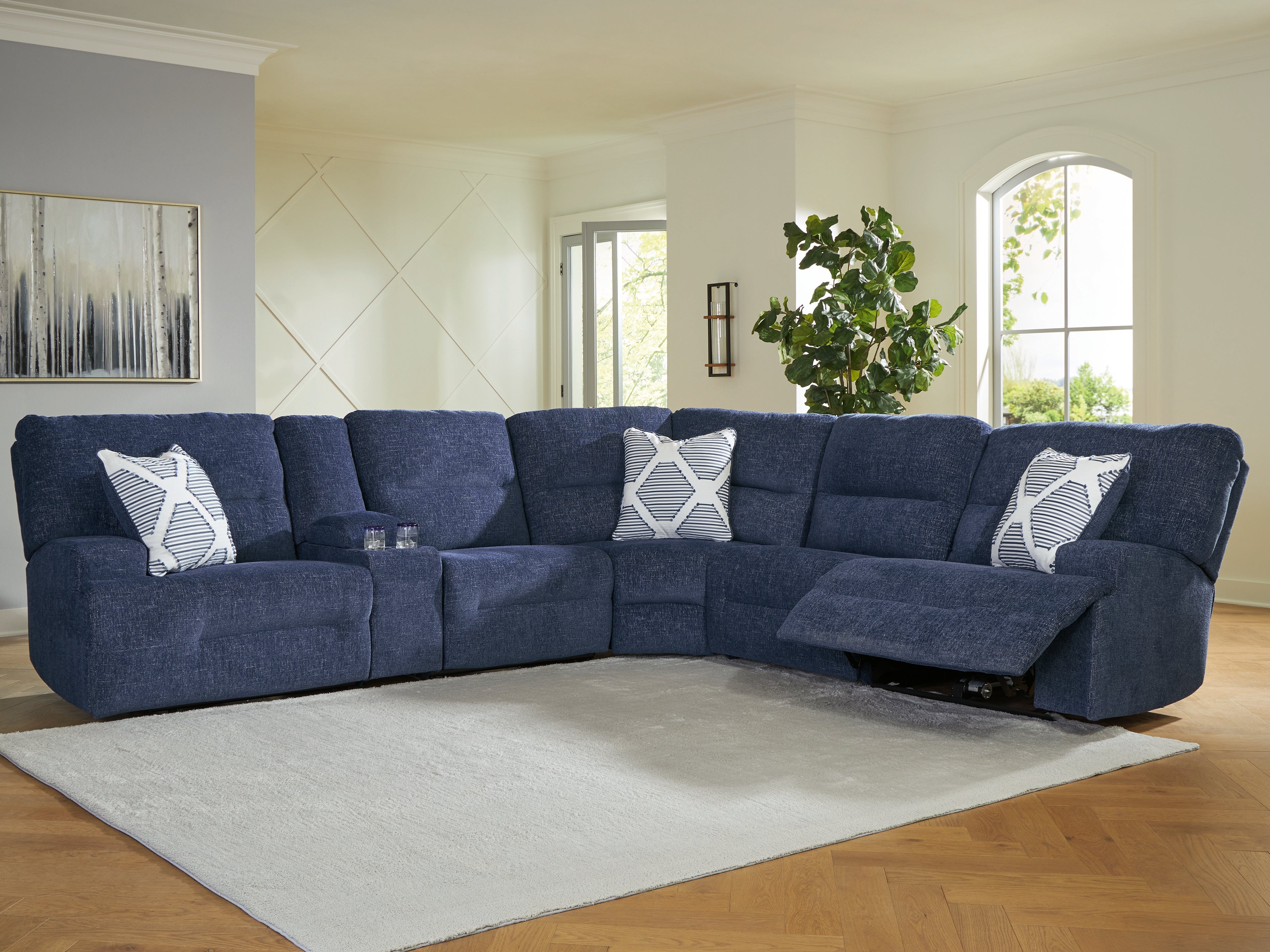 Sectionals for Less - Ashley Furniture - Acklen Place Sectional - 6-Piece Power Reclining Sectional / Navy - 93607S15
