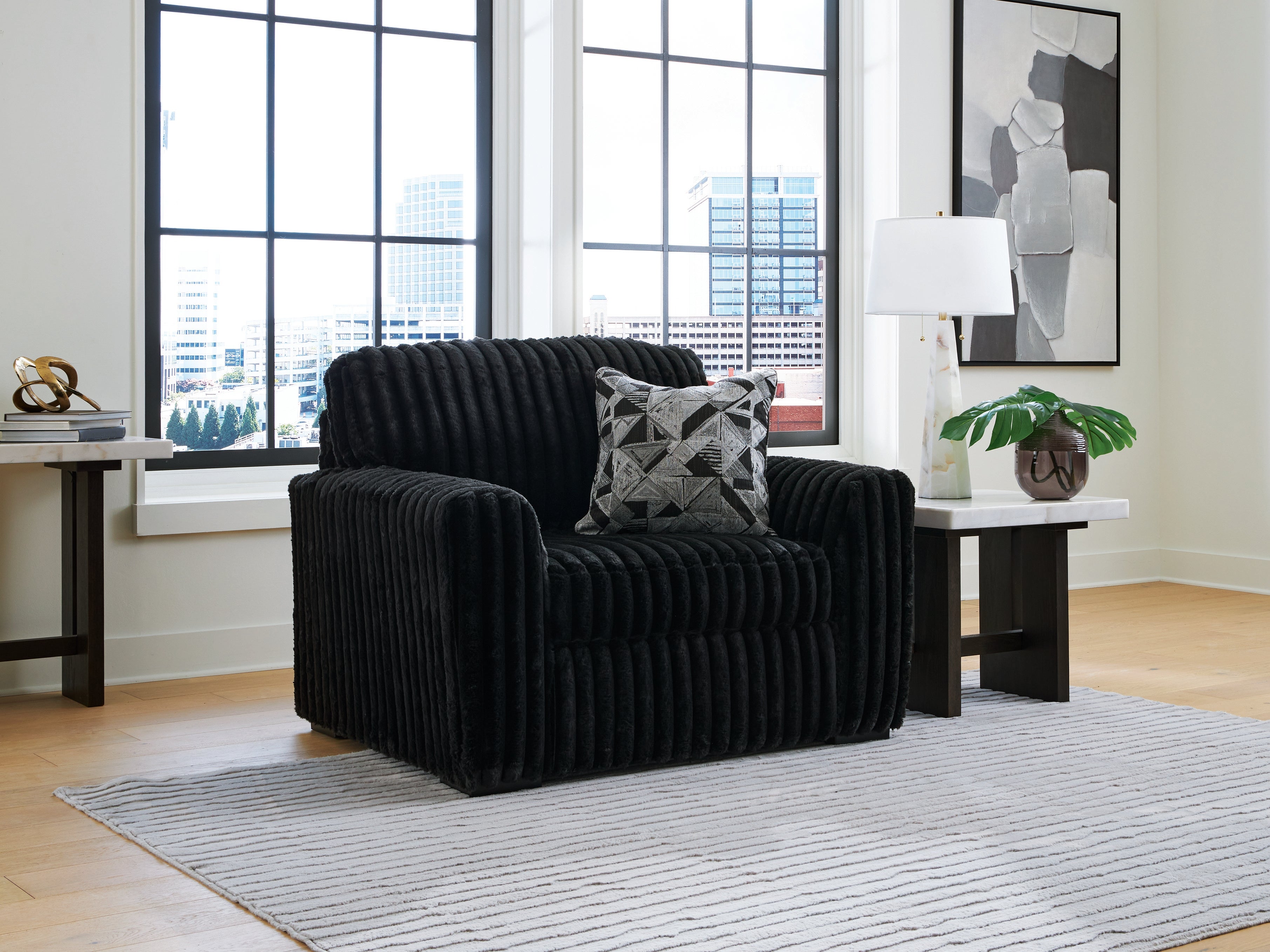 Sectionals for Less - Ashley Furniture - Midnight-Madness Living Room - Chair and a Half / Onyx - 9810323