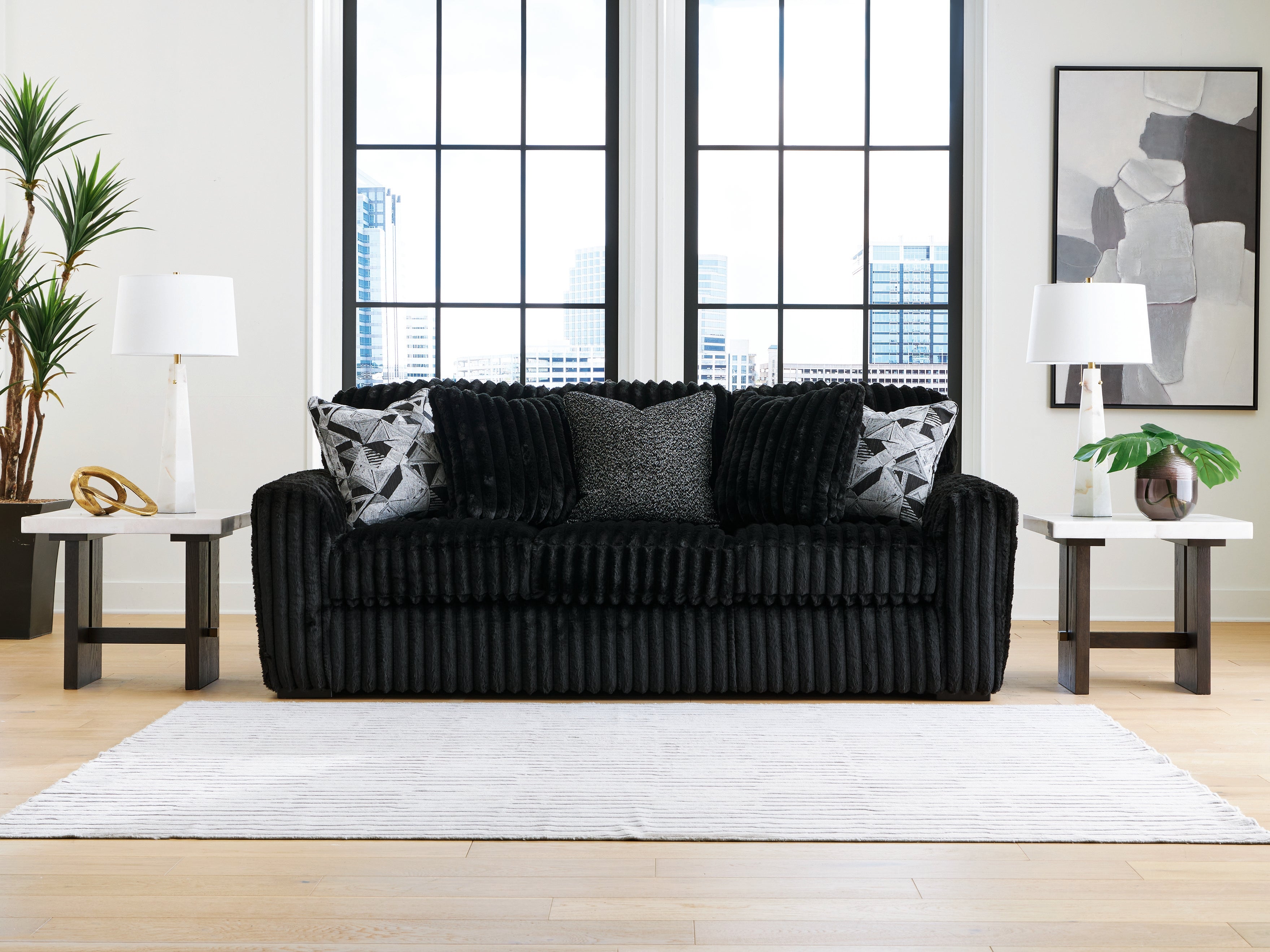 Sectionals for Less - Ashley Furniture - Midnight-Madness Living Room - Sofa / Onyx - 9810338