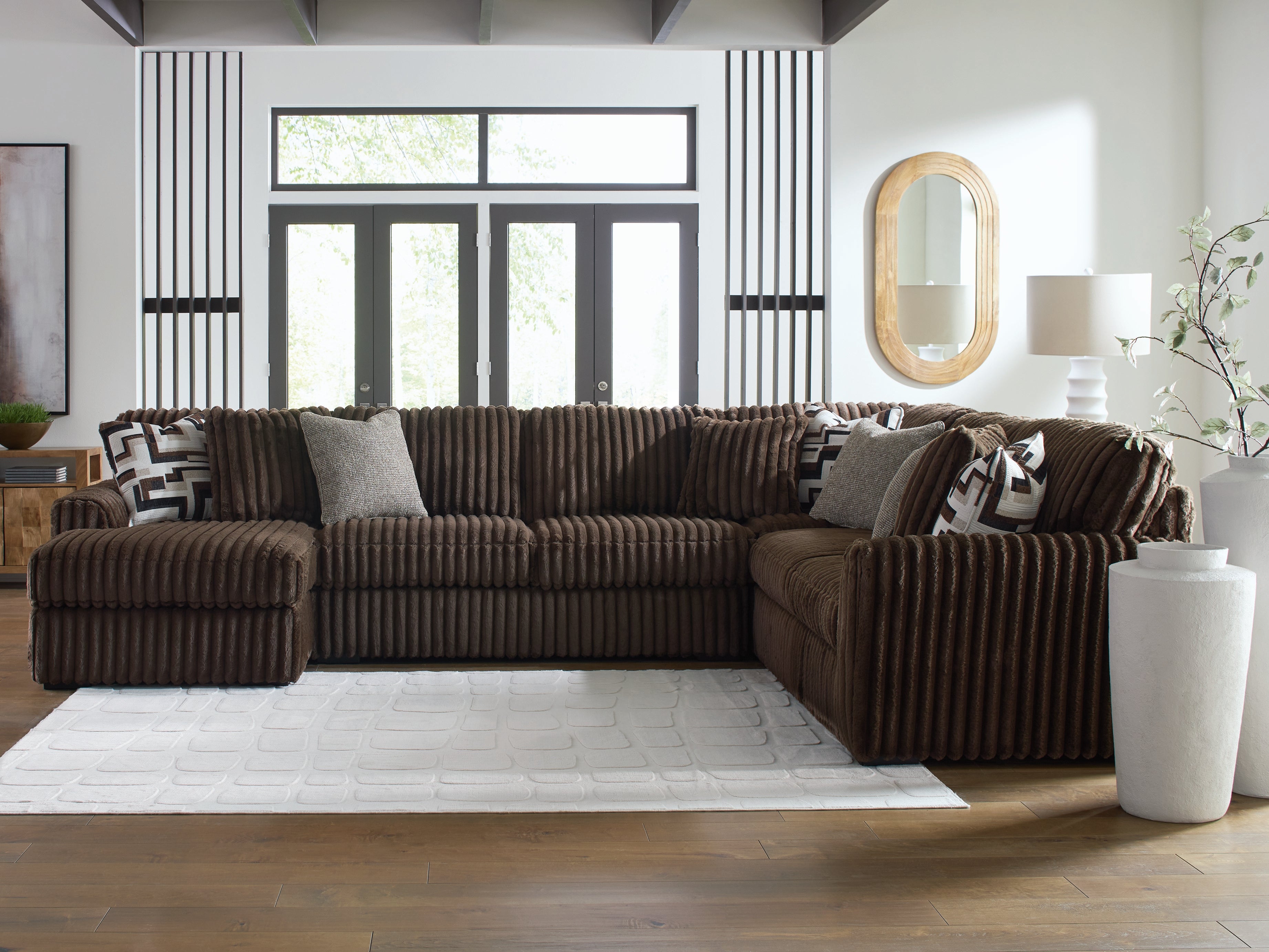 Sectionals for Less - Ashley Furniture - Midnight-Madness Sectional - RAF 4-Piece Sectional with Chaise / Chocolate - 98104S4