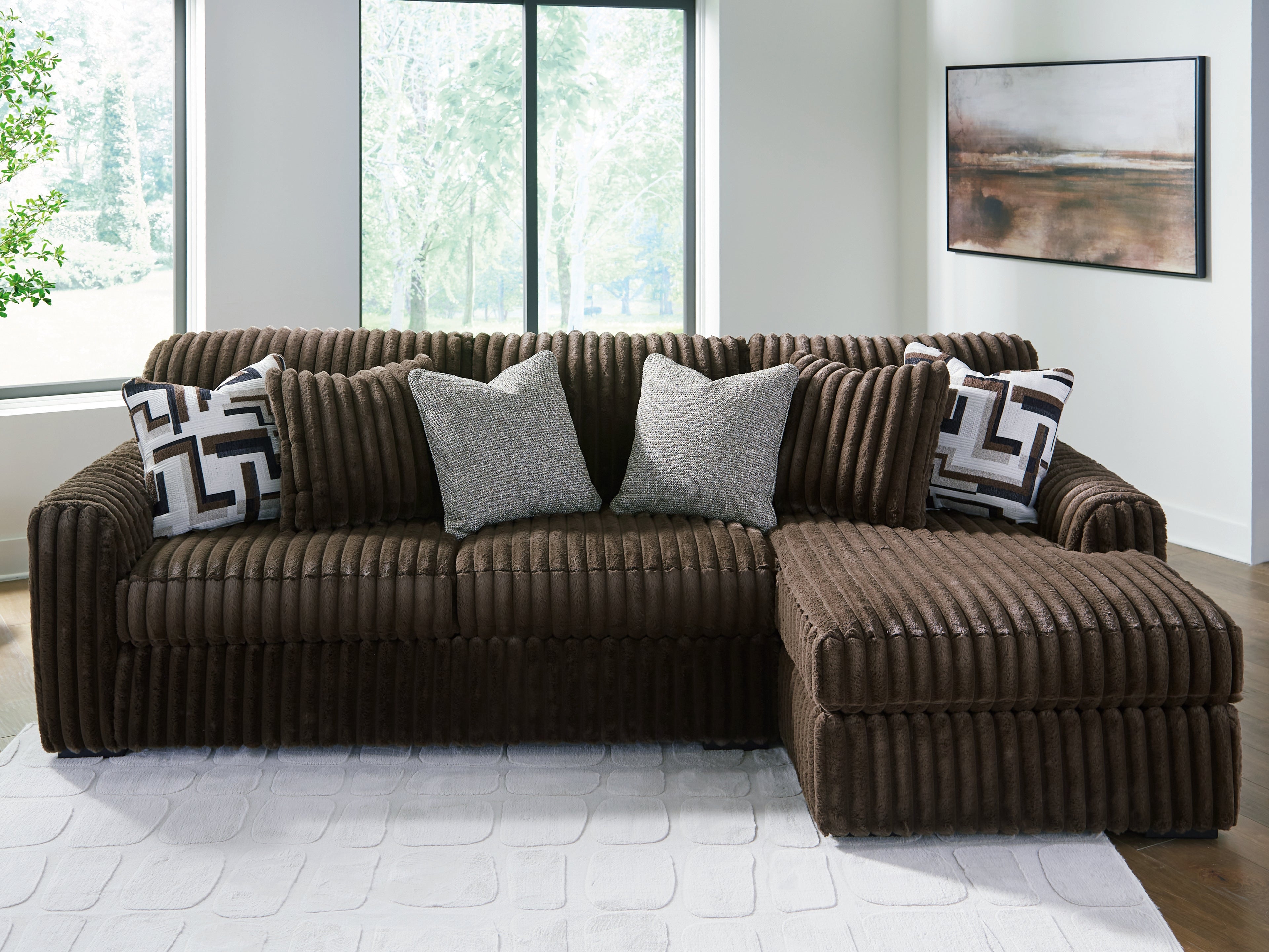 Sectionals for Less - Ashley Furniture - Midnight-Madness Sectional - LAF 2-Piece Sectional Sofa with Chaise / Chocolate - 98104S2