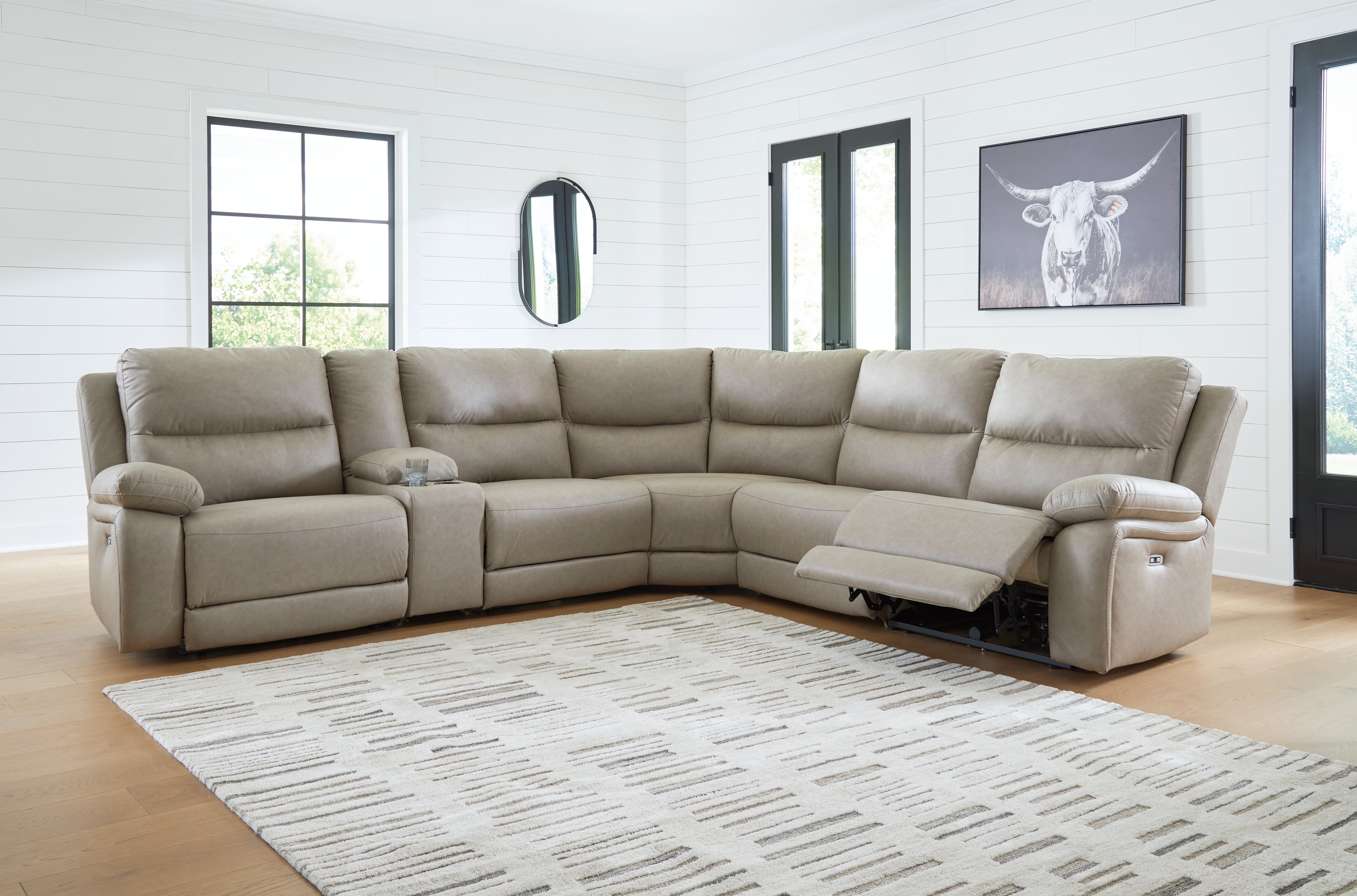 Sectionals for Less - Ashley Furniture - Narwhal Place Sectional - 6-Piece Power Reclining Sectional / Pebble - PC99201S10