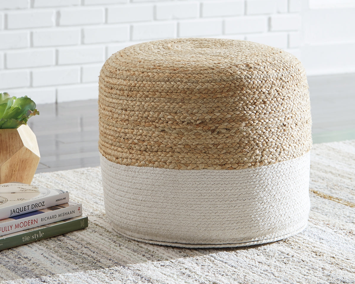Sectionals for Less - Ashley Furniture - Sweed Valley Pouf - Pouf / Natural/Black - A1000422