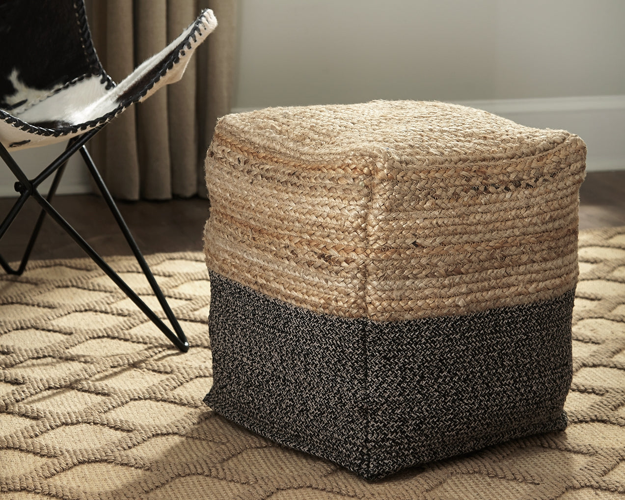 Sectionals for Less - Ashley Furniture - Sweed Valley Pouf - Pouf / Natural/Black - A1000422