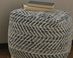 Sectionals for Less - Ashley Furniture - Chevron Pouf - Pouf / Blue - A1000445