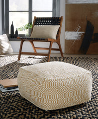 Sectionals for Less - Ashley Furniture - Adamont Pouf - Pouf / Tan/Ivory - A1001059