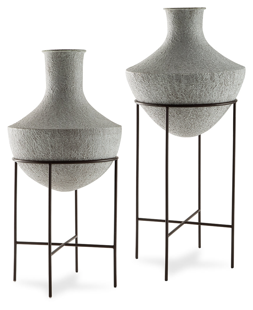 Sectionals for Less - Ashley Furniture - Estonbank Vase - Vase Set / Distressed Cream - A2000748A1