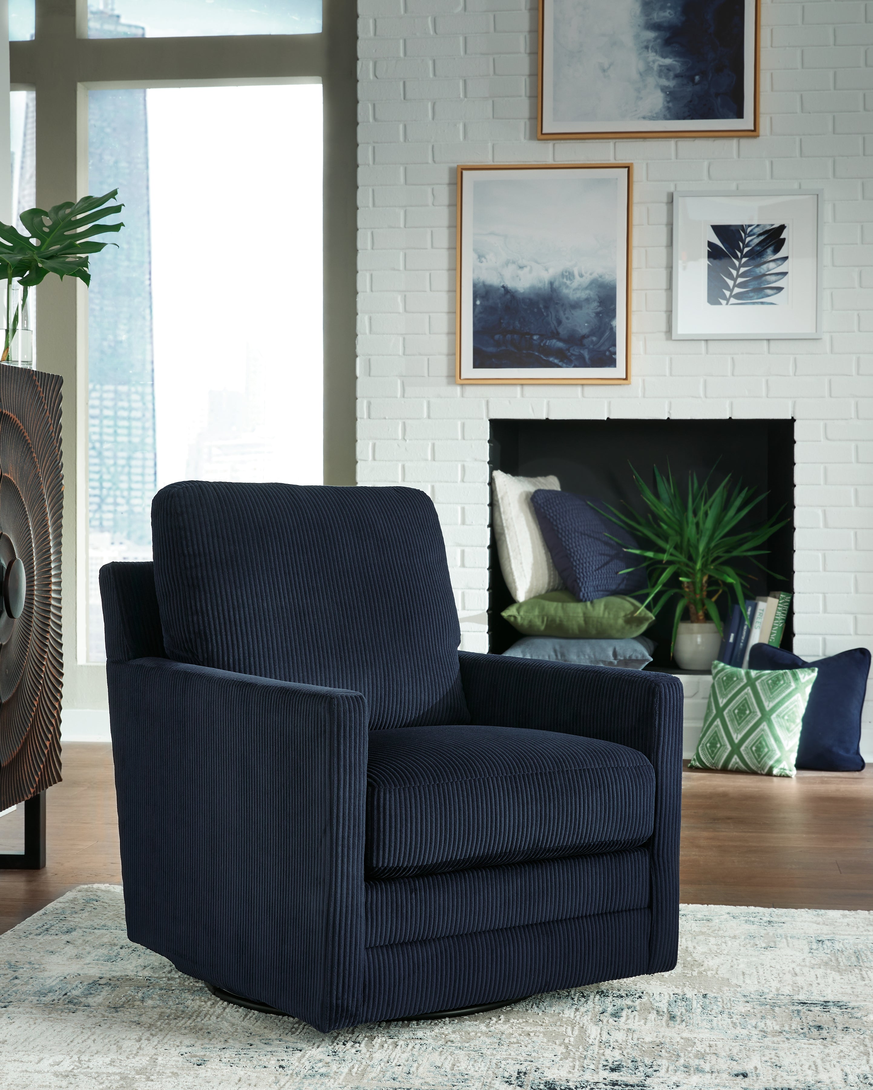 Sectionals for Less - Ashley Furniture - Icaman Swivel Accent Chair - Swivel Accent Chair / Navy - A3000727