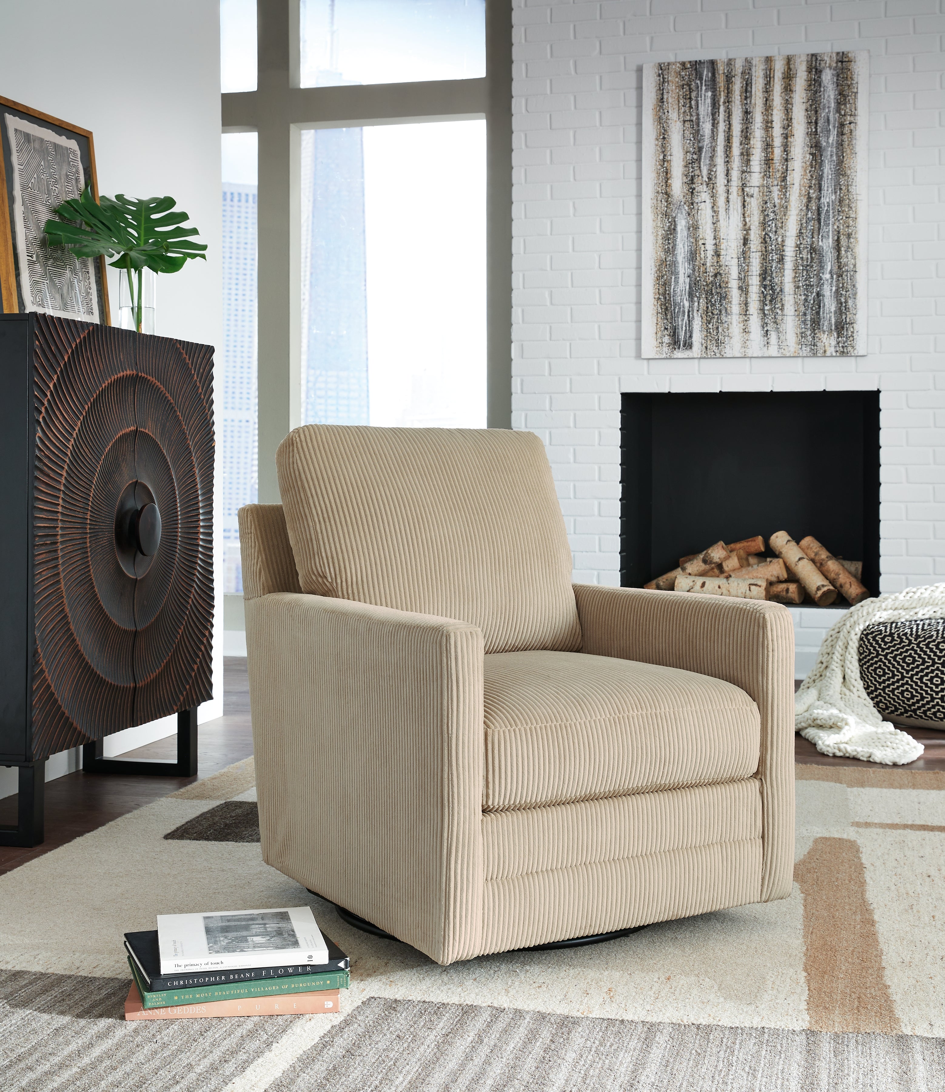 Sectionals for Less - Ashley Furniture - Icaman Swivel Accent Chair - Swivel Accent Chair / Sand - A3000728