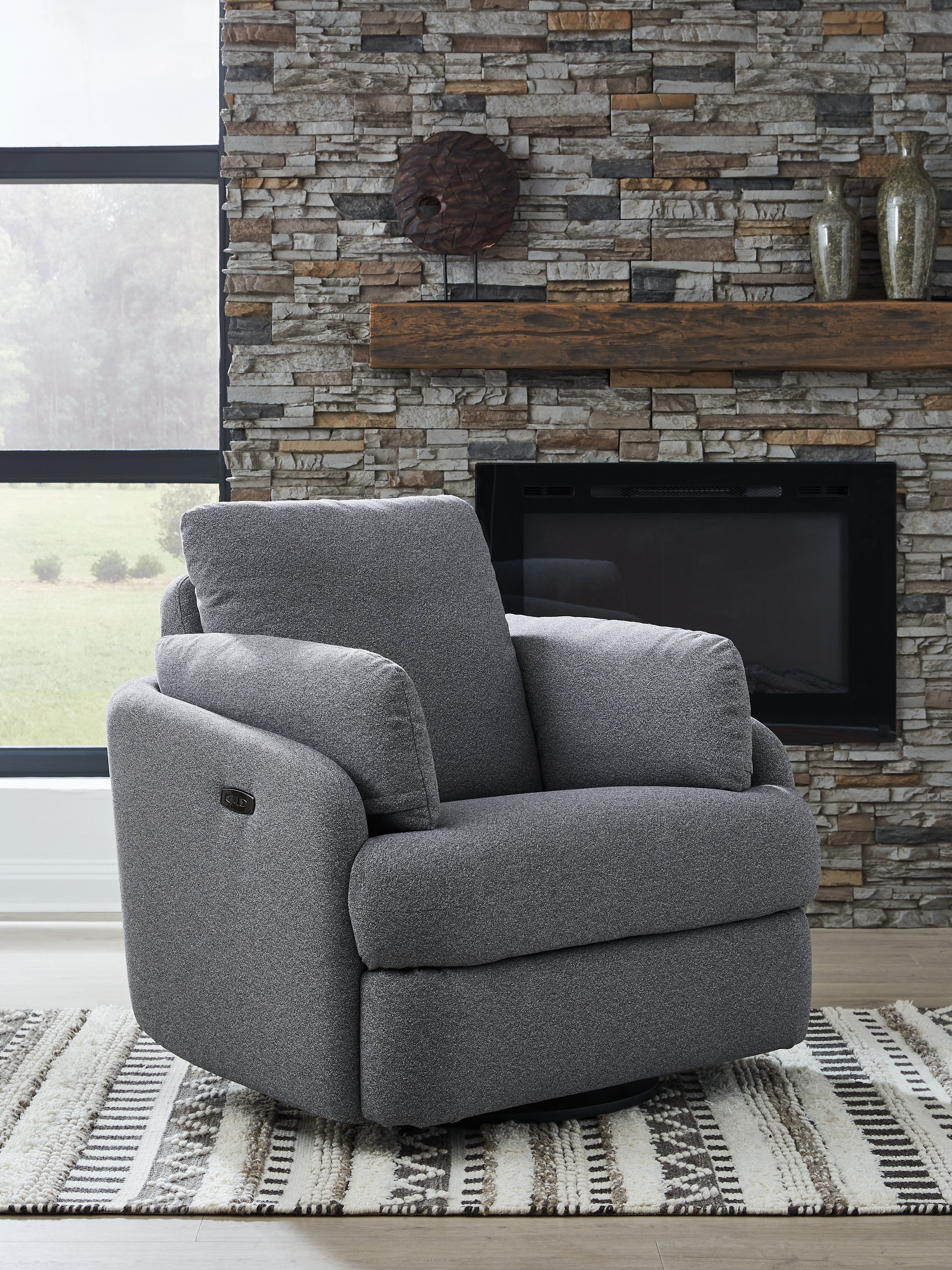 Sectionals for Less - Ashley Furniture - Alainmont Next-Gen Nuvella Swivel Power Recliner - Swivel Power Recliner / Salt and Pepper - A3000738