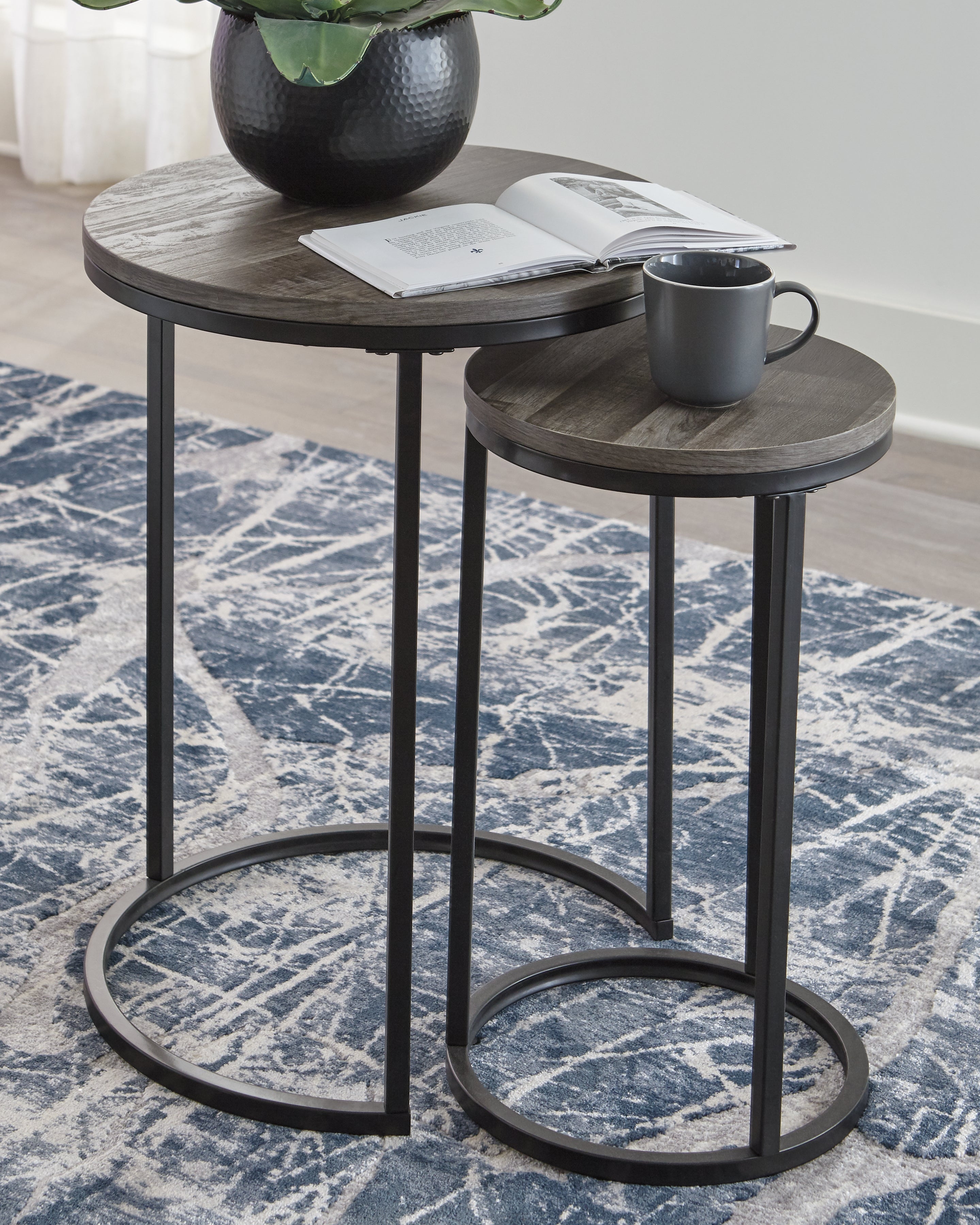 Sectionals for Less - Ashley Furniture - Briarsboro Accent Table (Set of 2) - Accent Table Set (Set of 2) / Black/Gray - A4000231