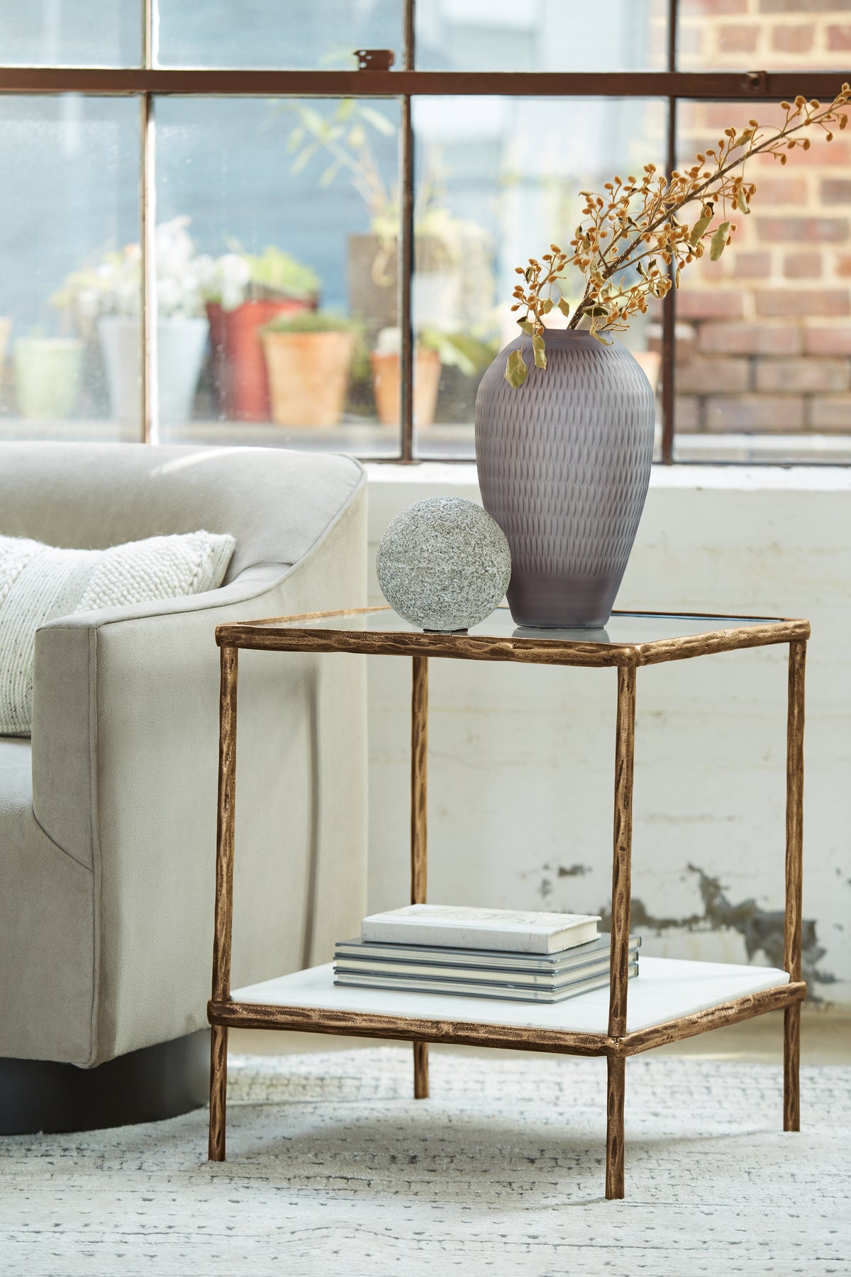 Sectionals for Less - Ashley Furniture - Ryandale Accent Table - Accent Table / Antique Brass Finish - A4000442