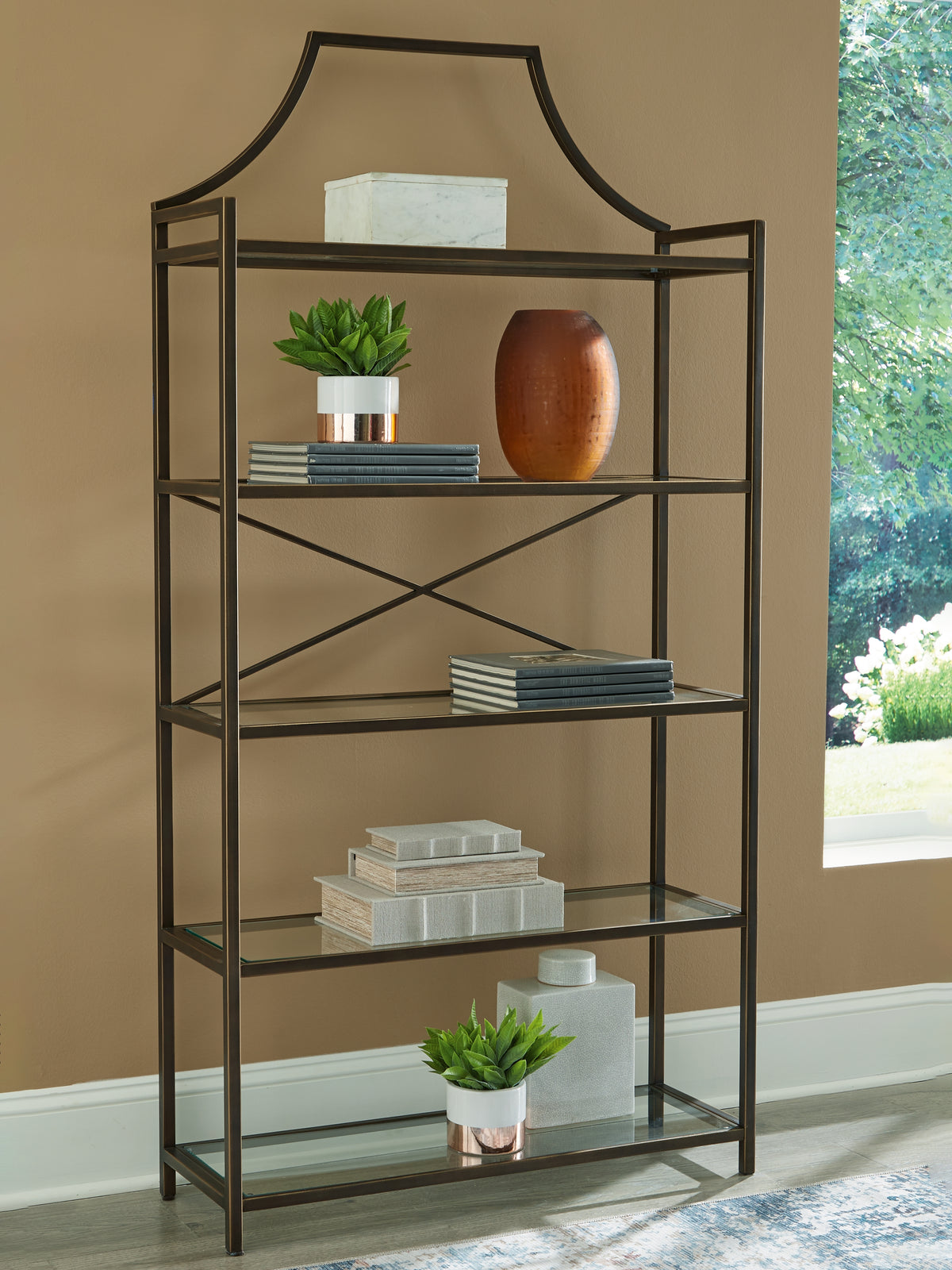 Sectionals for Less - Ashley Furniture - Bernonly Bookcase - Bookcase / Antique Bronze Finish - A4000556