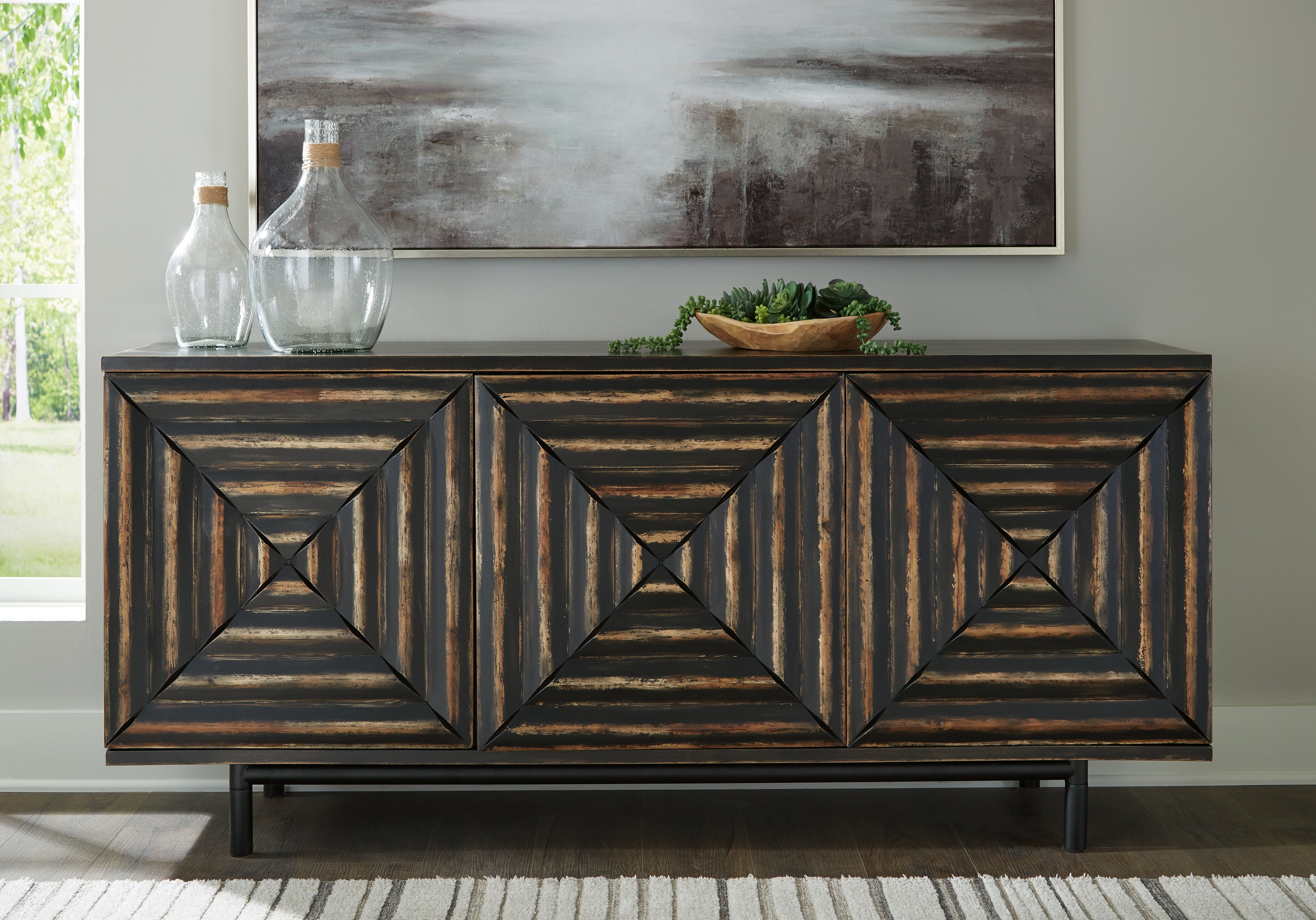 Sectionals for Less - Ashley Furniture - Fair Ridge Accent Cabinet - Accent Cabinet / Distressed Black - A4000573