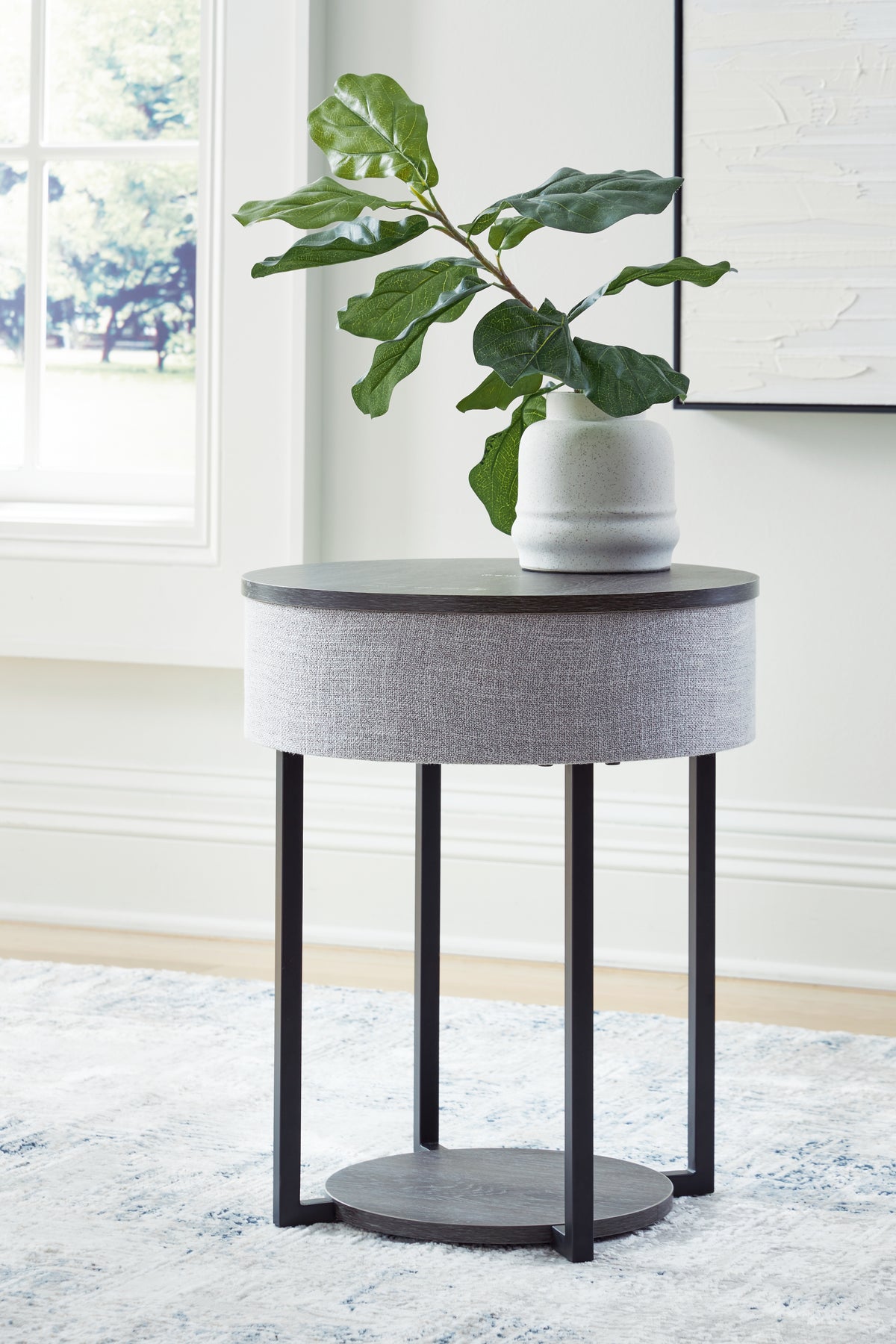 Sectionals for Less - Ashley Furniture - Sethlen Accent Table with Speaker - Accent Table with Speaker / Gray/Black - A4000641