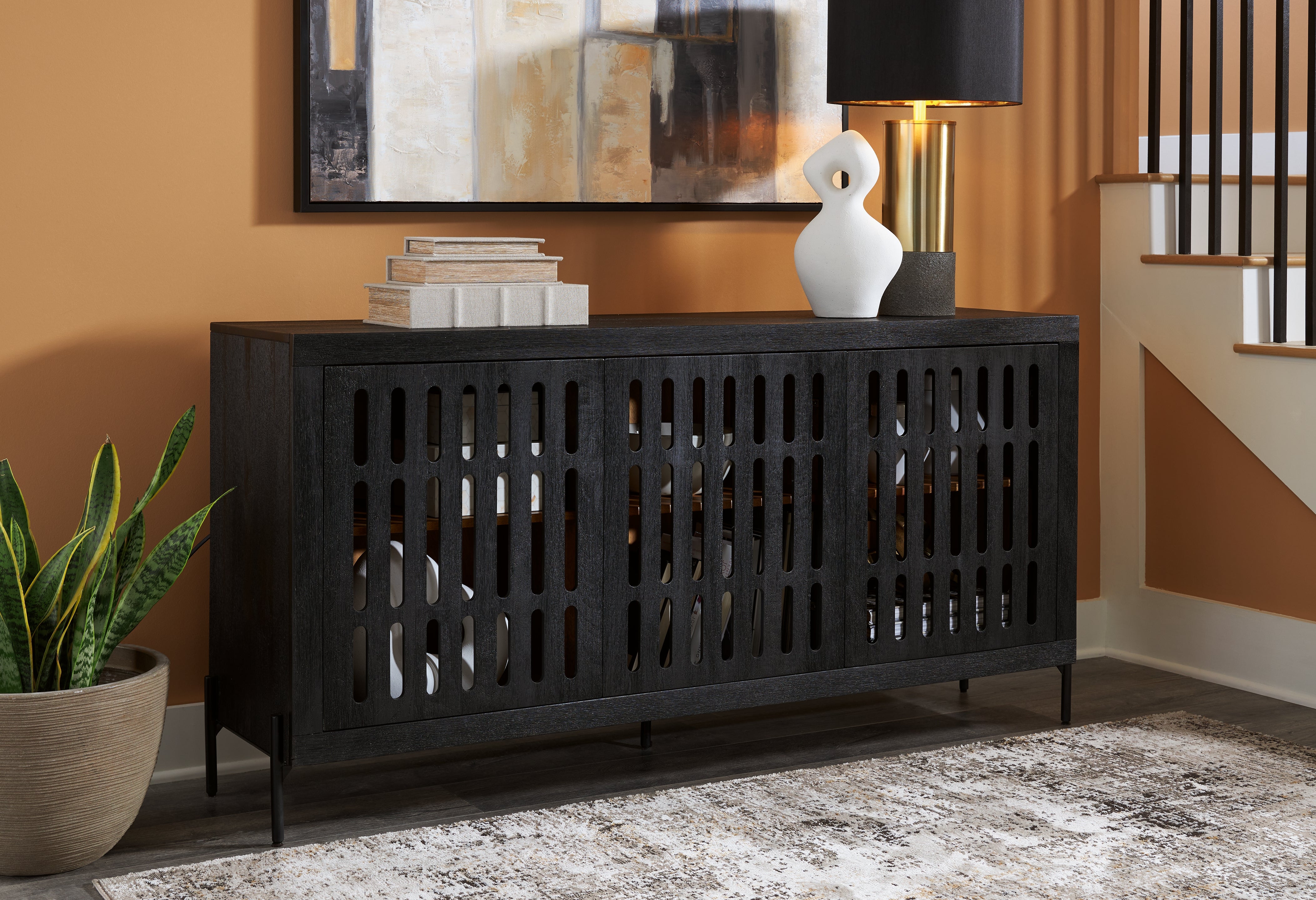 Sectionals for Less - Ashley Furniture - Vallisburg Accent Cabinet - Accent Cabinet / Black/Natural - A4000644