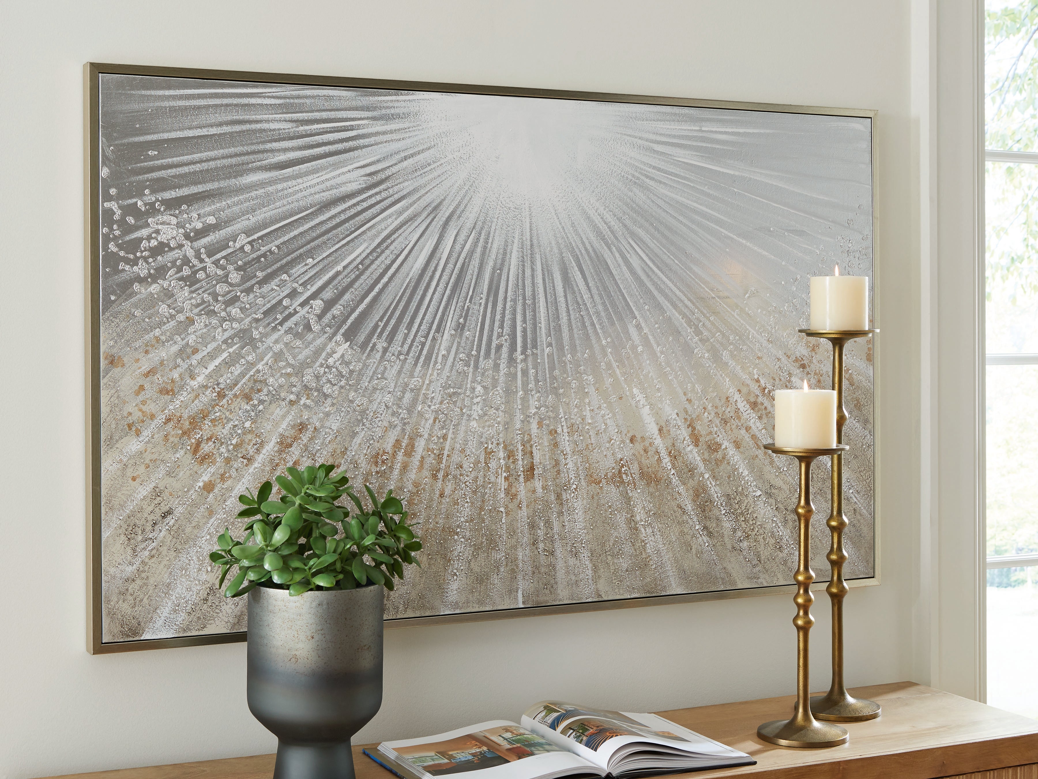 Sectionals for Less - Ashley Furniture - Waldard Wall Decor - Wall Art / Gray/Taupe/White - A8000501