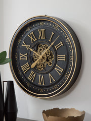 Sectionals for Less - Ashley Furniture - Dairton Wall Decor - Wall Clock / Black/Gold Finish - A8010385