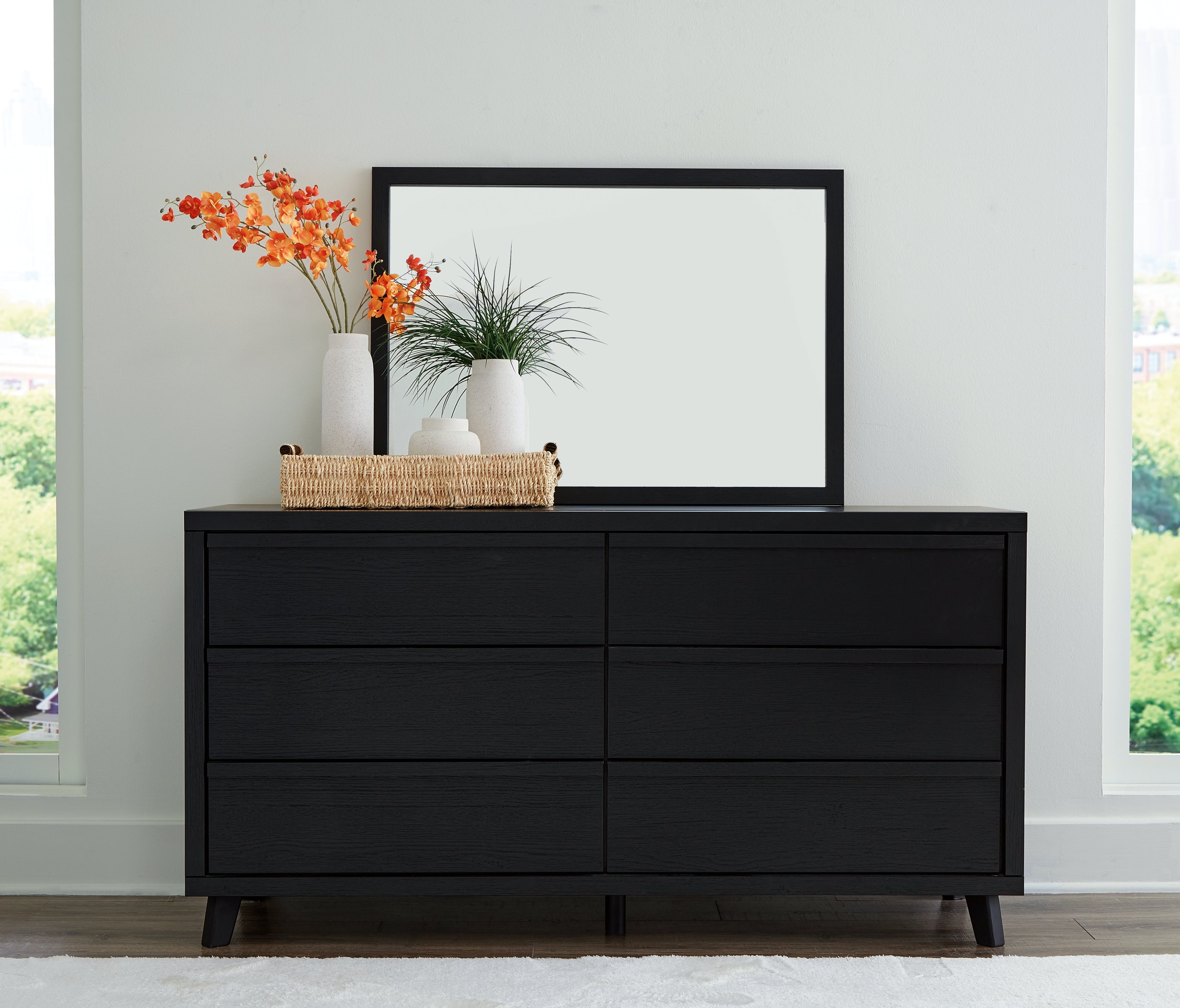 Sectionals for Less - Ashley Furniture - Danziar Bedroom - Dresser and Mirror / Black - B1013B11