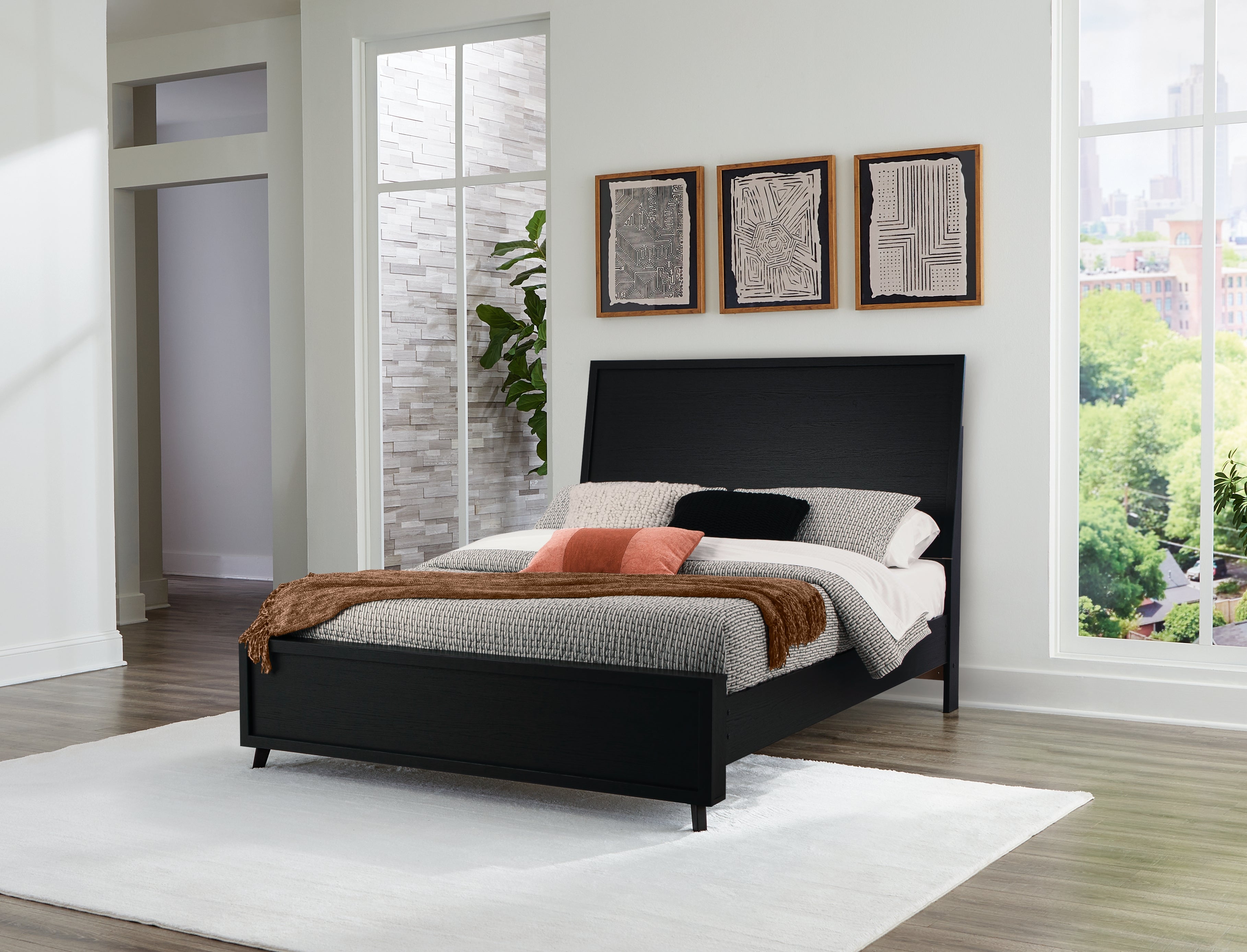 Sectionals for Less - Ashley Furniture - Danziar Bedroom - Queen Panel Bed / Black - B1013B2