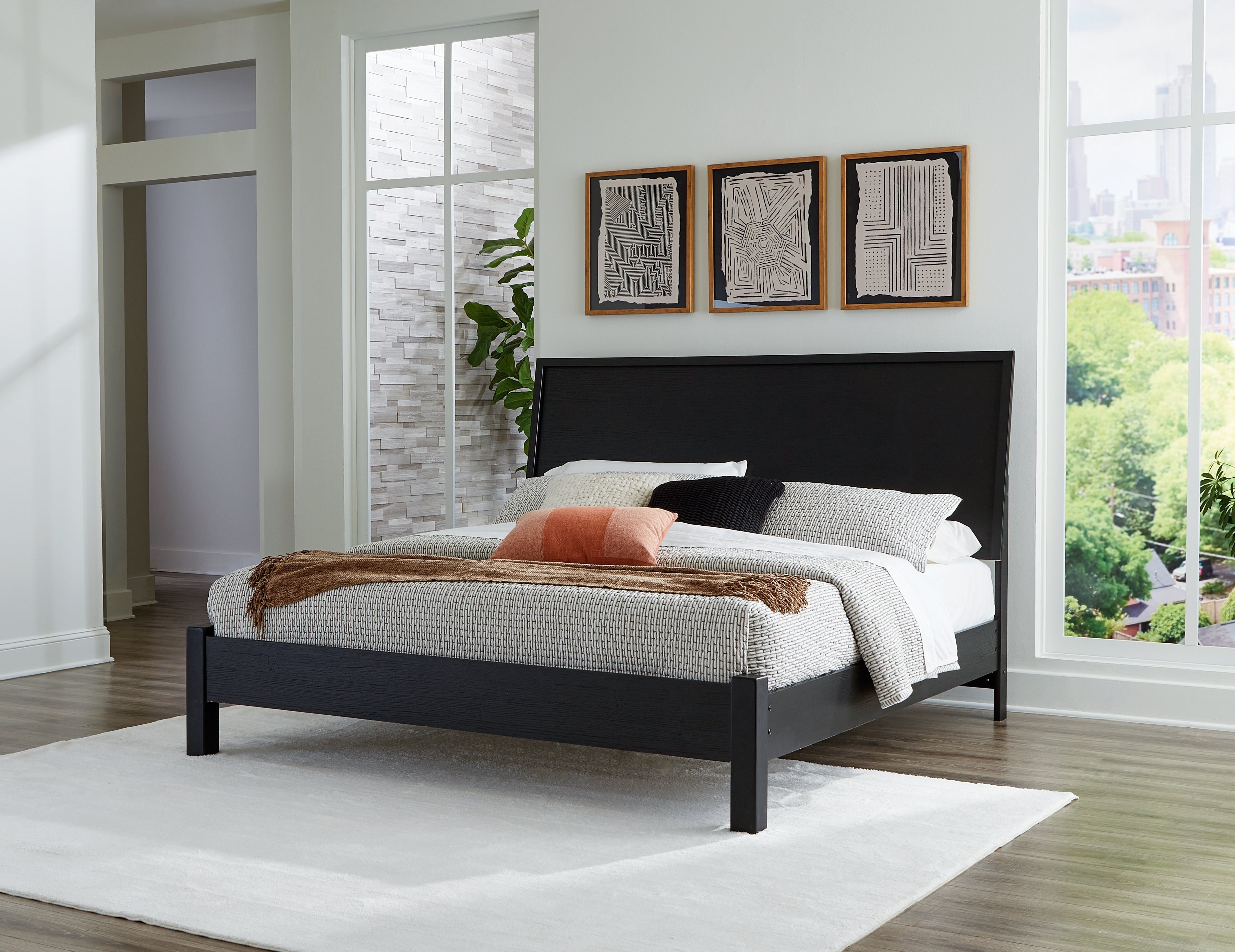Sectionals for Less - Ashley Furniture - Danziar Bedroom - King Panel Bed / Black - B1013B10