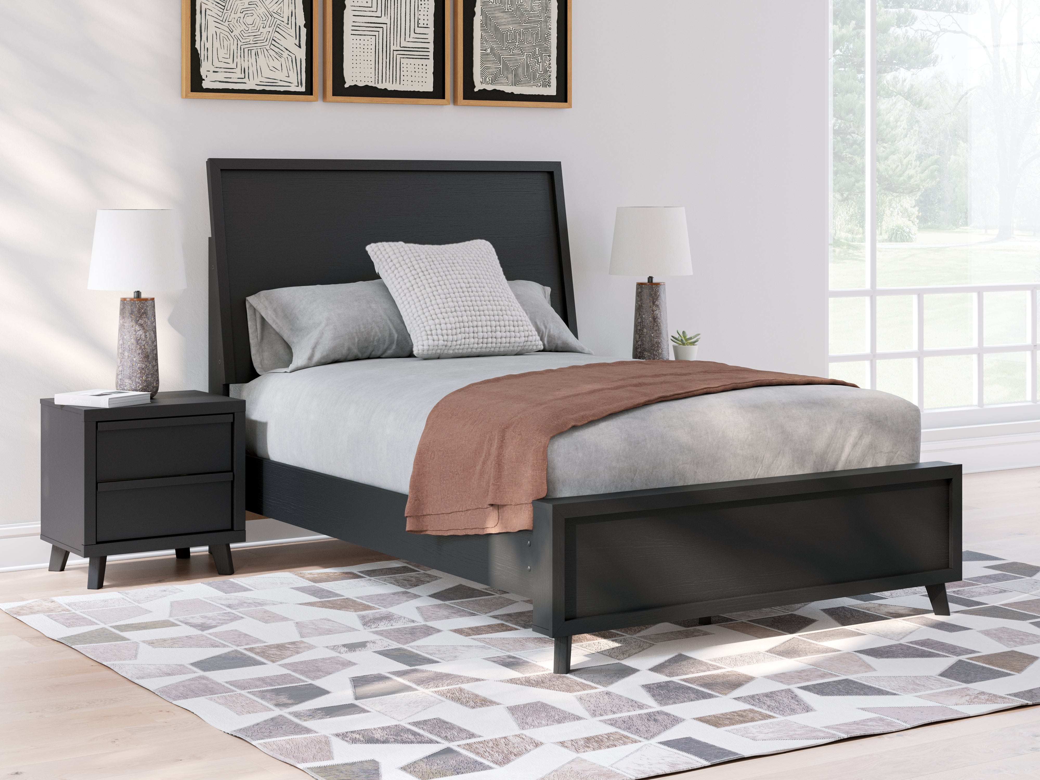 Sectionals for Less - Ashley Furniture - Danziar Bedroom - Full Panel Bed / Black - B1013B20