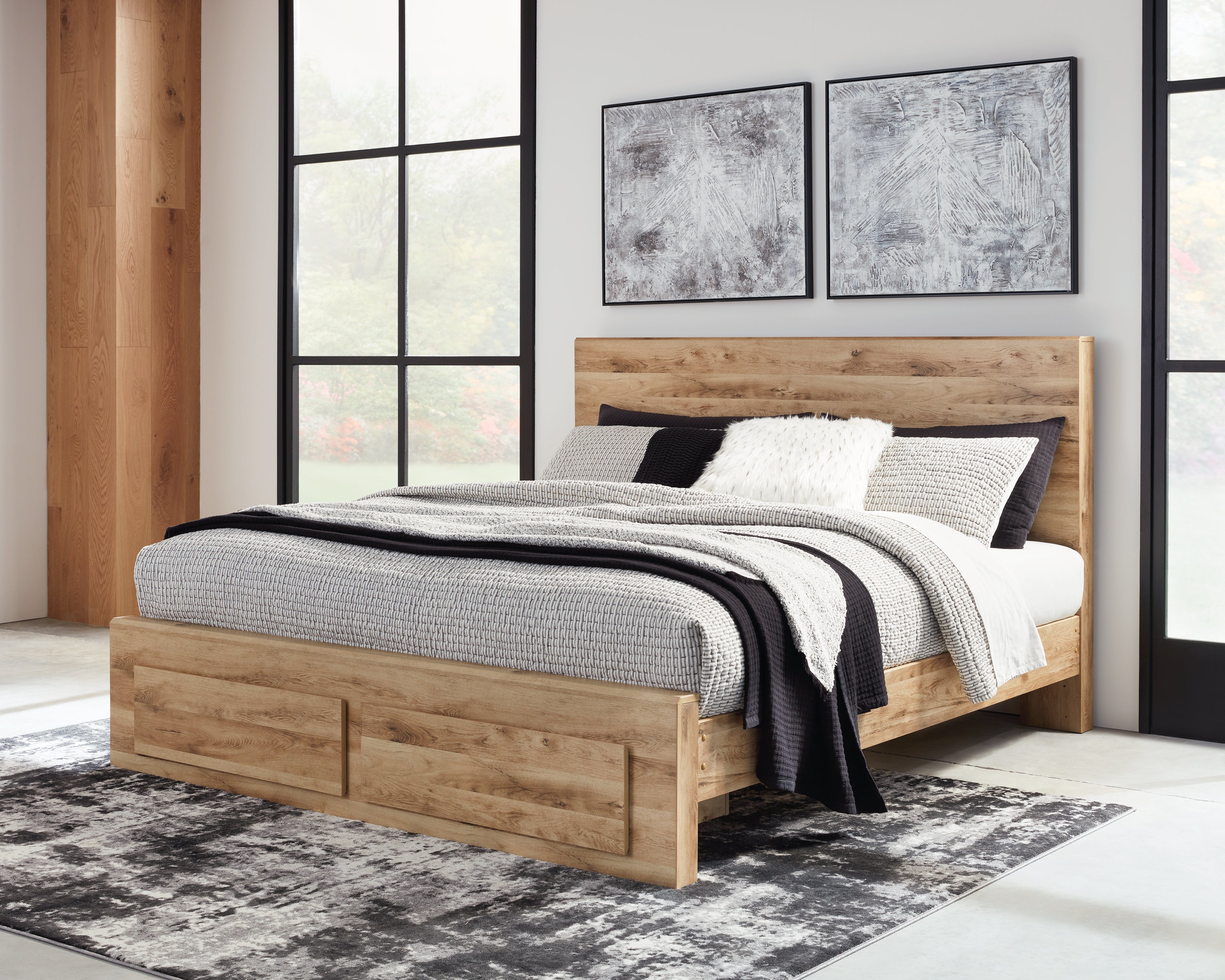 Sectionals for Less - Ashley Furniture - Hyanna Bedroom - King Panel Storage Bed / Tan Brown - B1050B11