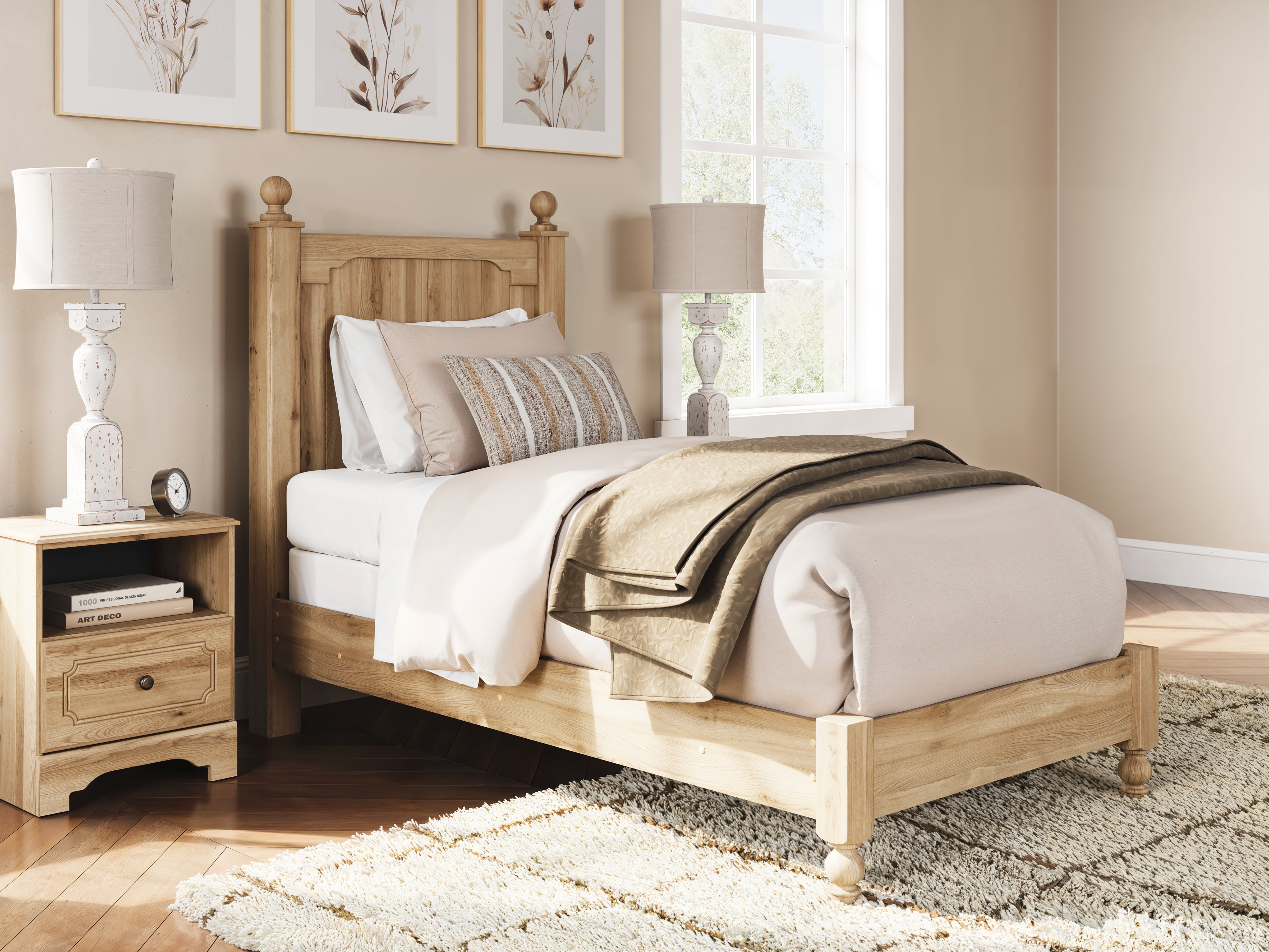 Sectionals for Less - Ashley Furniture - Aleaport Bedroom - Twin Panel Bed / Warm Brown - PCB1075B2