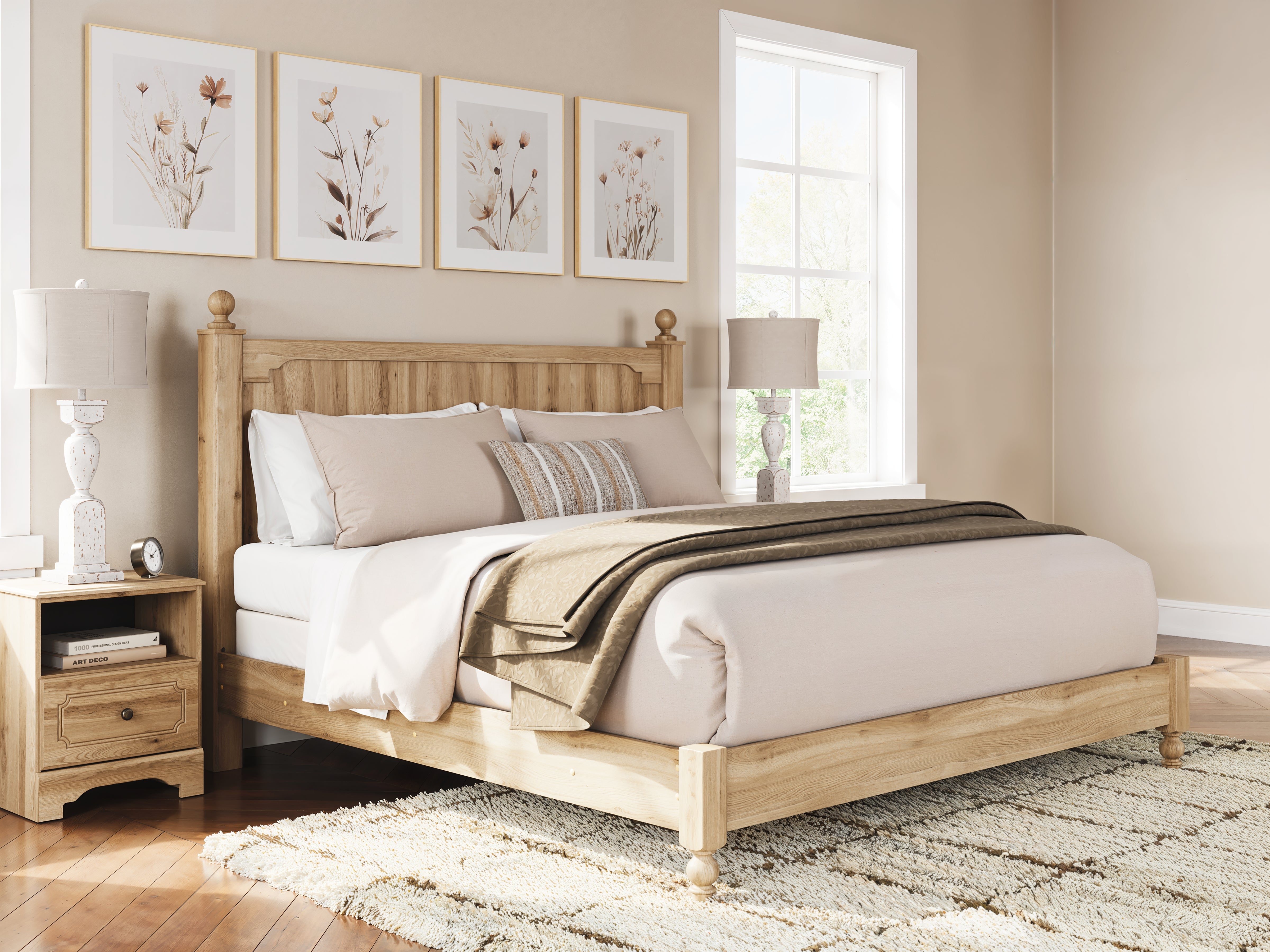 Sectionals for Less - Ashley Furniture - Aleaport Bedroom - King Panel Bed / Warm Brown - PCB1075B8