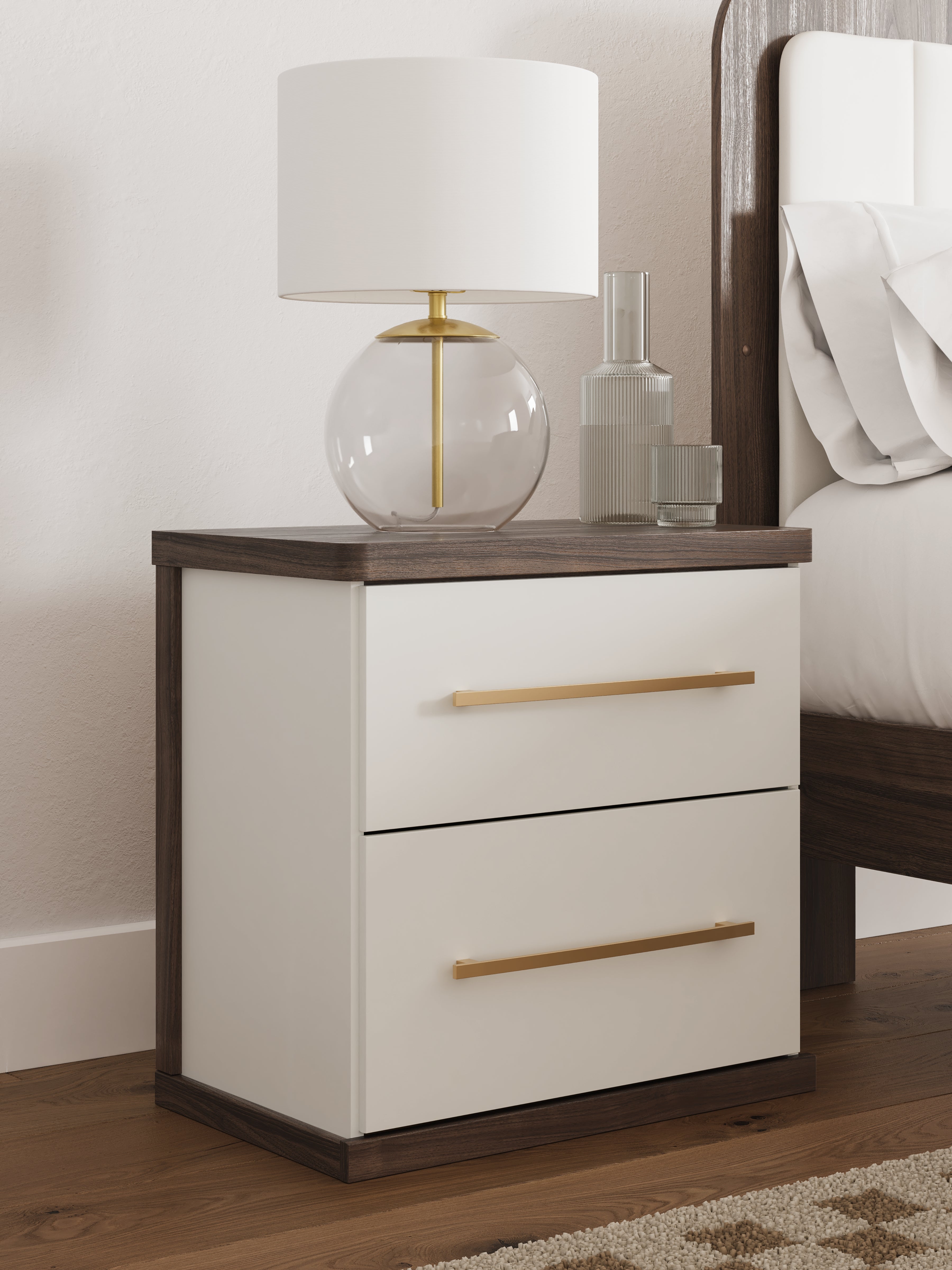 Sectionals for Less - Ashley Furniture - Kendanport Bedroom - Two Drawer Night Stand / Brown/White - PCB1108-92