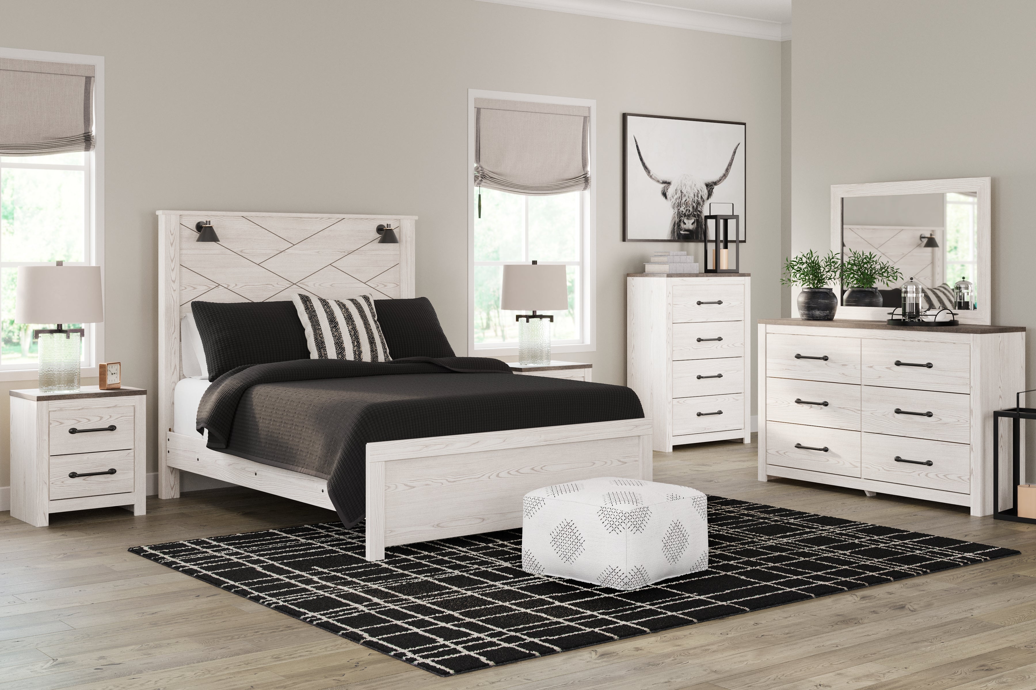 Sectionals for Less - Ashley Furniture - Gerridan Bedroom - Dresser and Mirror / White/Gray - B1190B1