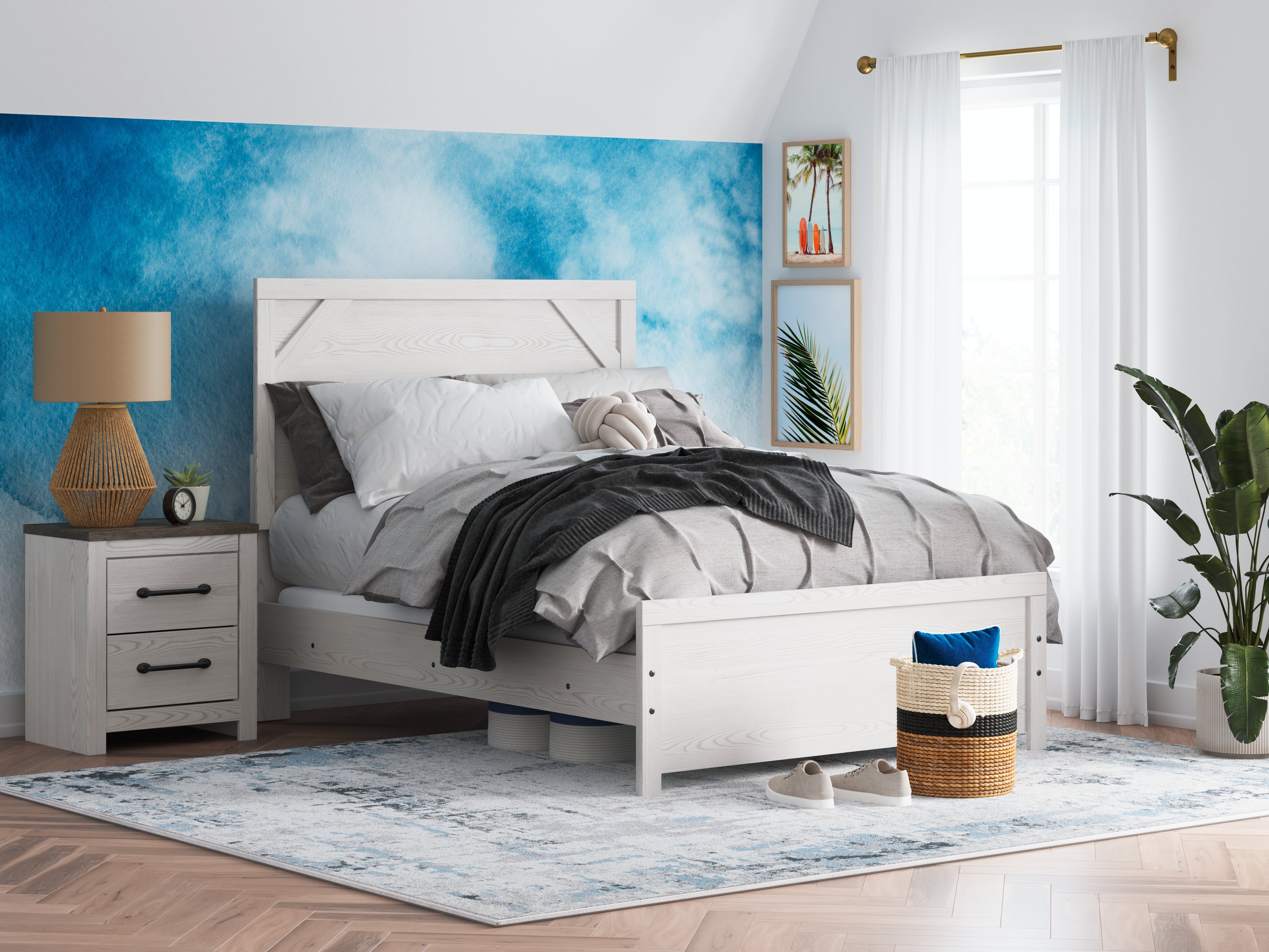 Sectionals for Less - Ashley Furniture - Gerridan Bedroom - Full Panel Bed / White/Gray - B1190B4
