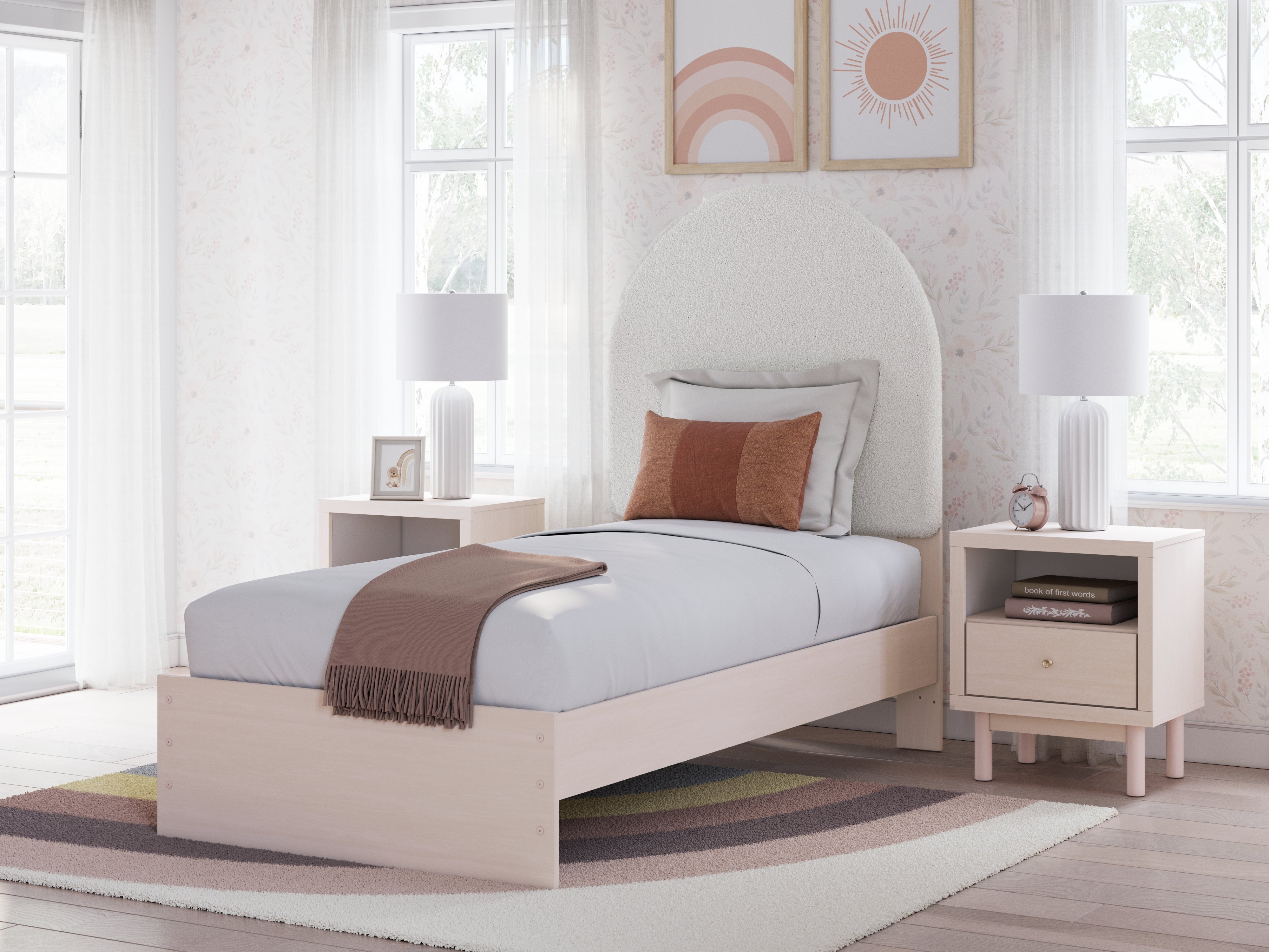 Sectionals for Less - Ashley Furniture - Wistenpine Bedroom - Twin Upholstered Panel Bed / Blush - B1323B8