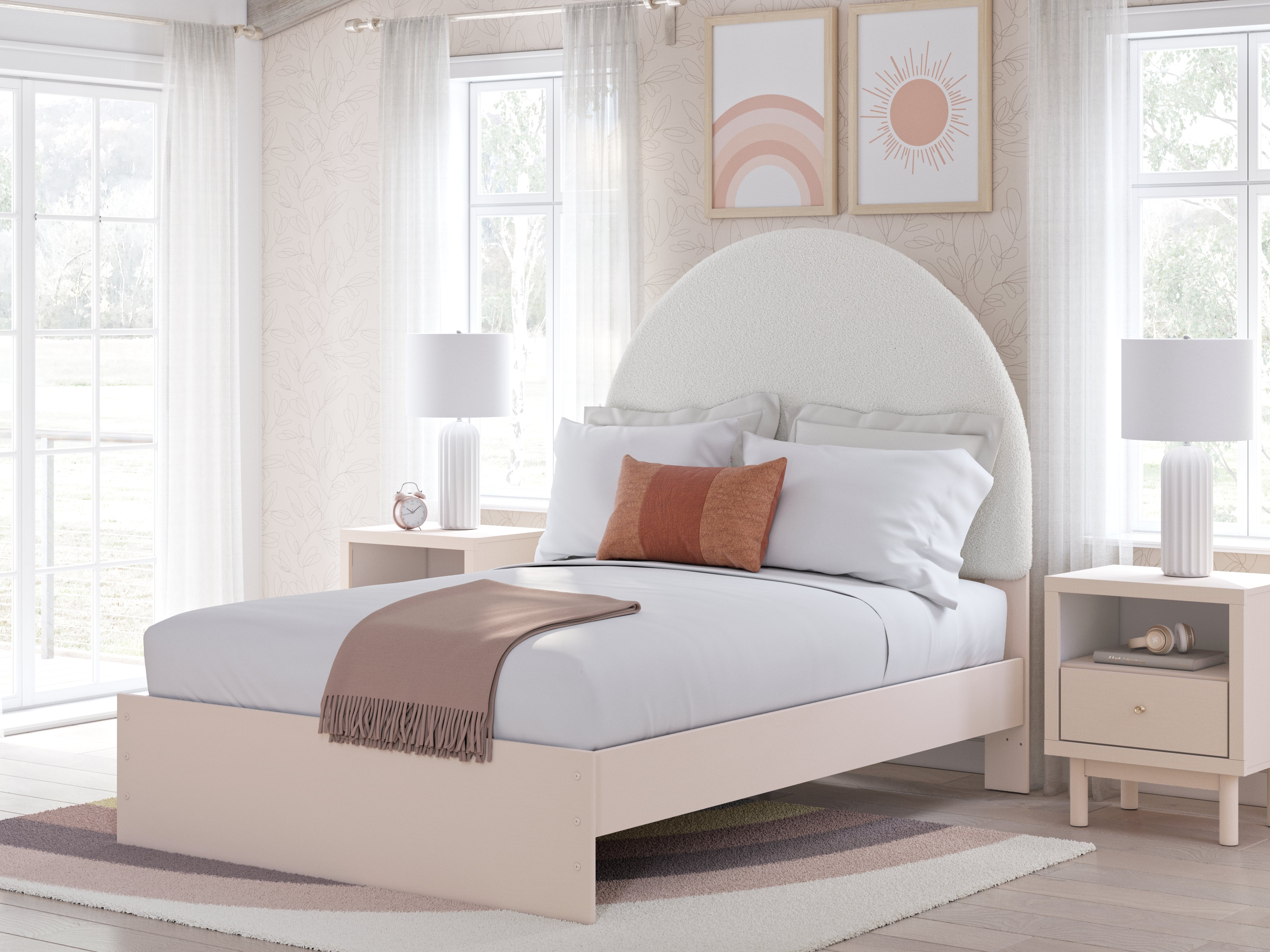 Sectionals for Less - Ashley Furniture - Wistenpine Bedroom - Full Upholstered Panel Bed / Blush - B1323B9