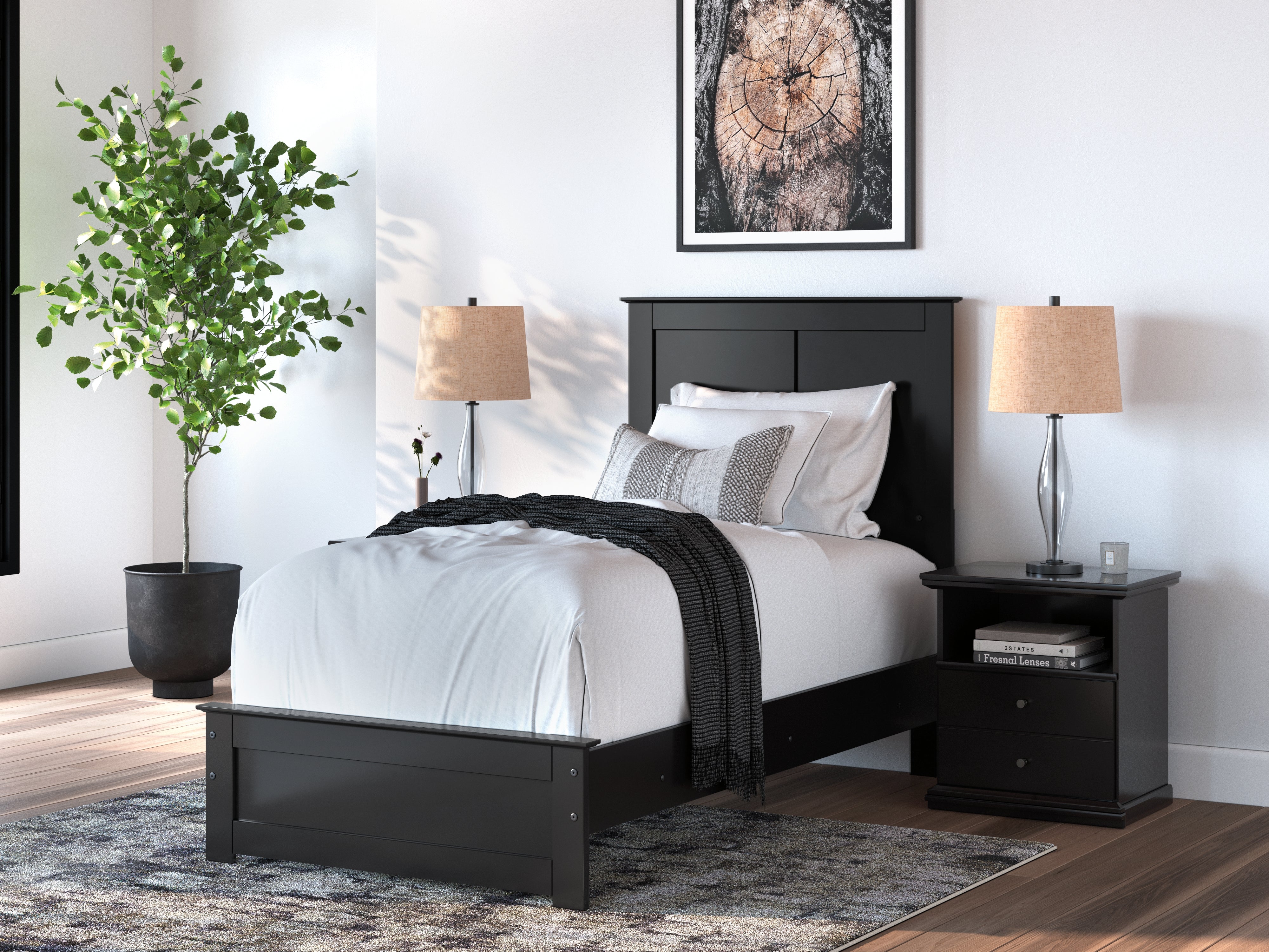 Sectionals for Less - Ashley Furniture - Maribel Bedroom - Twin Panel Bed / Black - B138B51