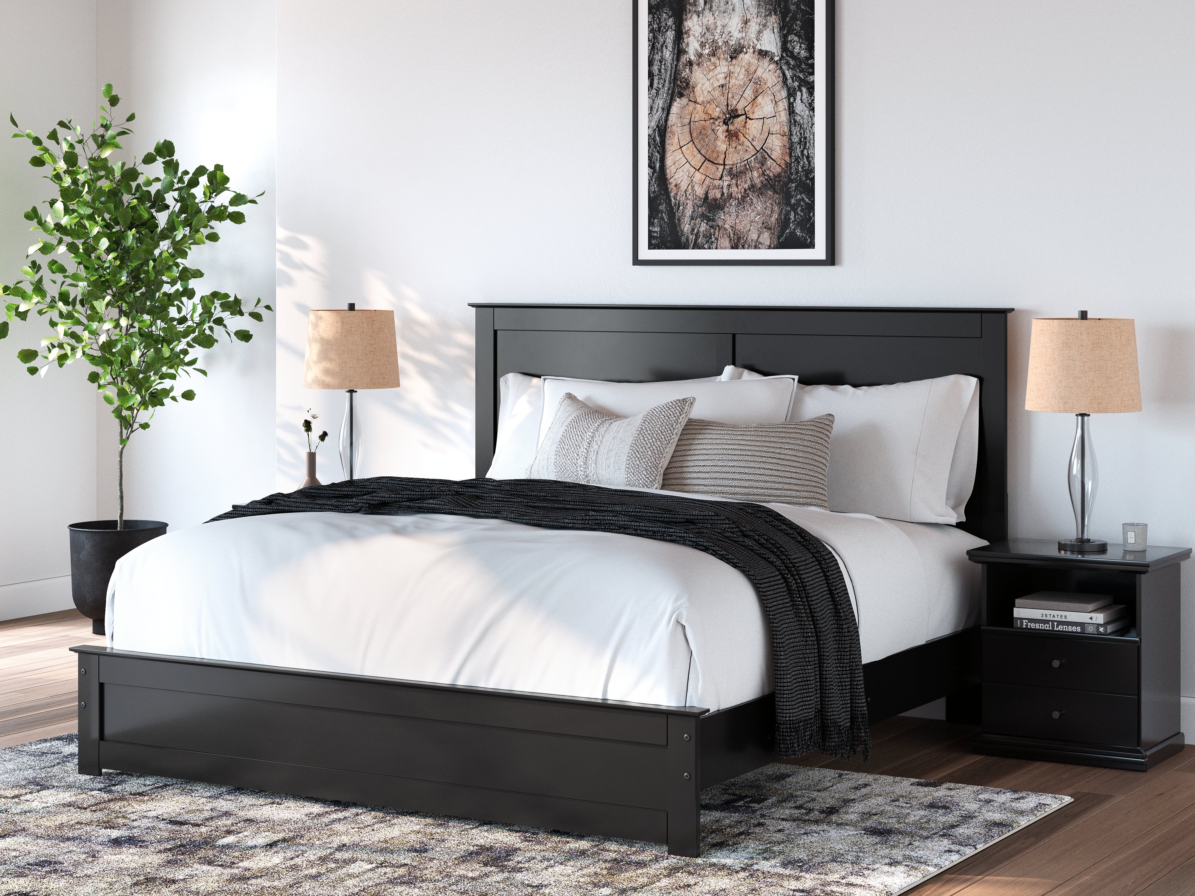 Sectionals for Less - Ashley Furniture - Maribel Bedroom - King Panel Bed / Black - B138B57