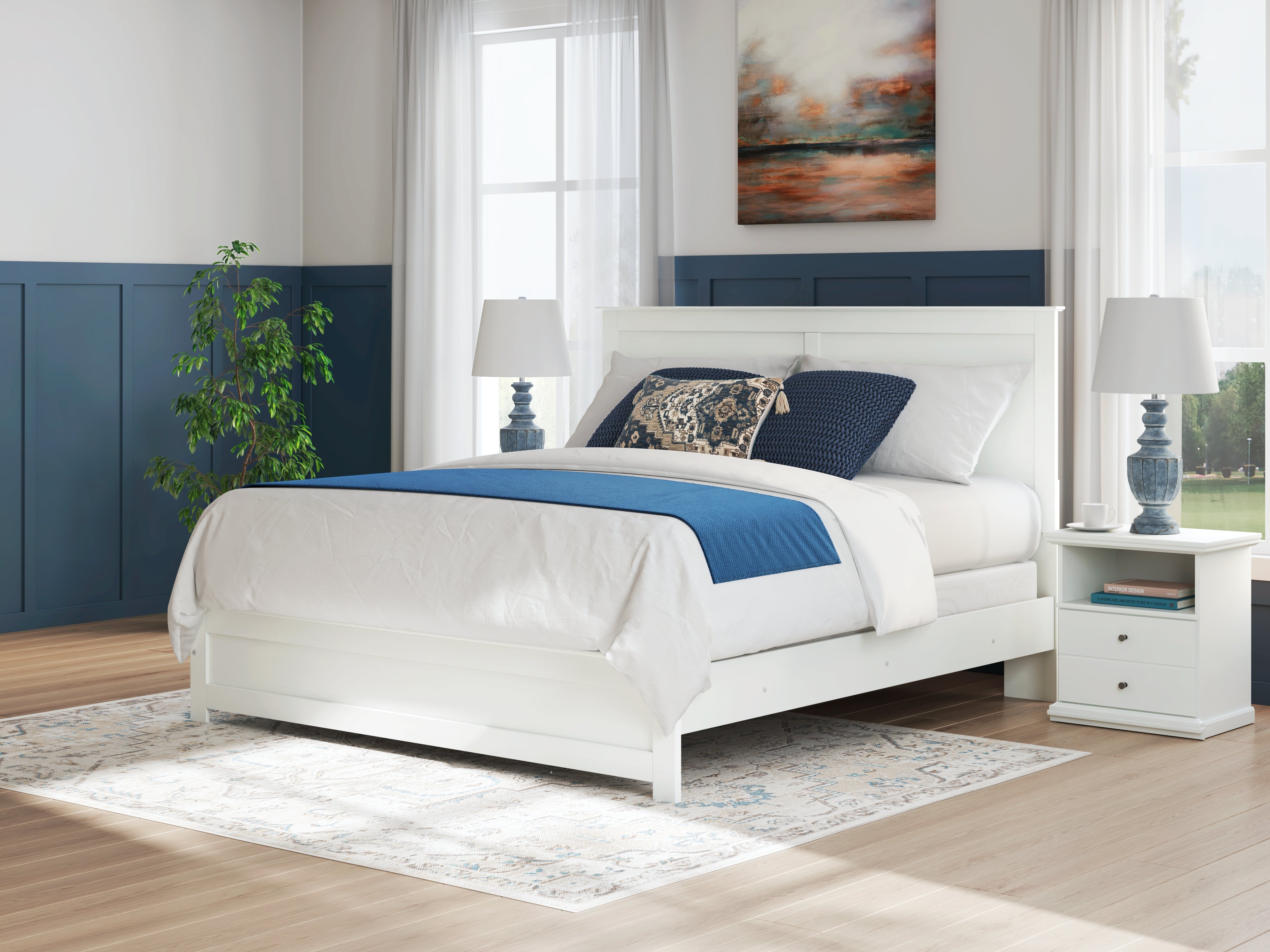 Sectionals for Less - Ashley Furniture - Bostwick Shoals Bedroom - King Panel Bed / White - B139B47