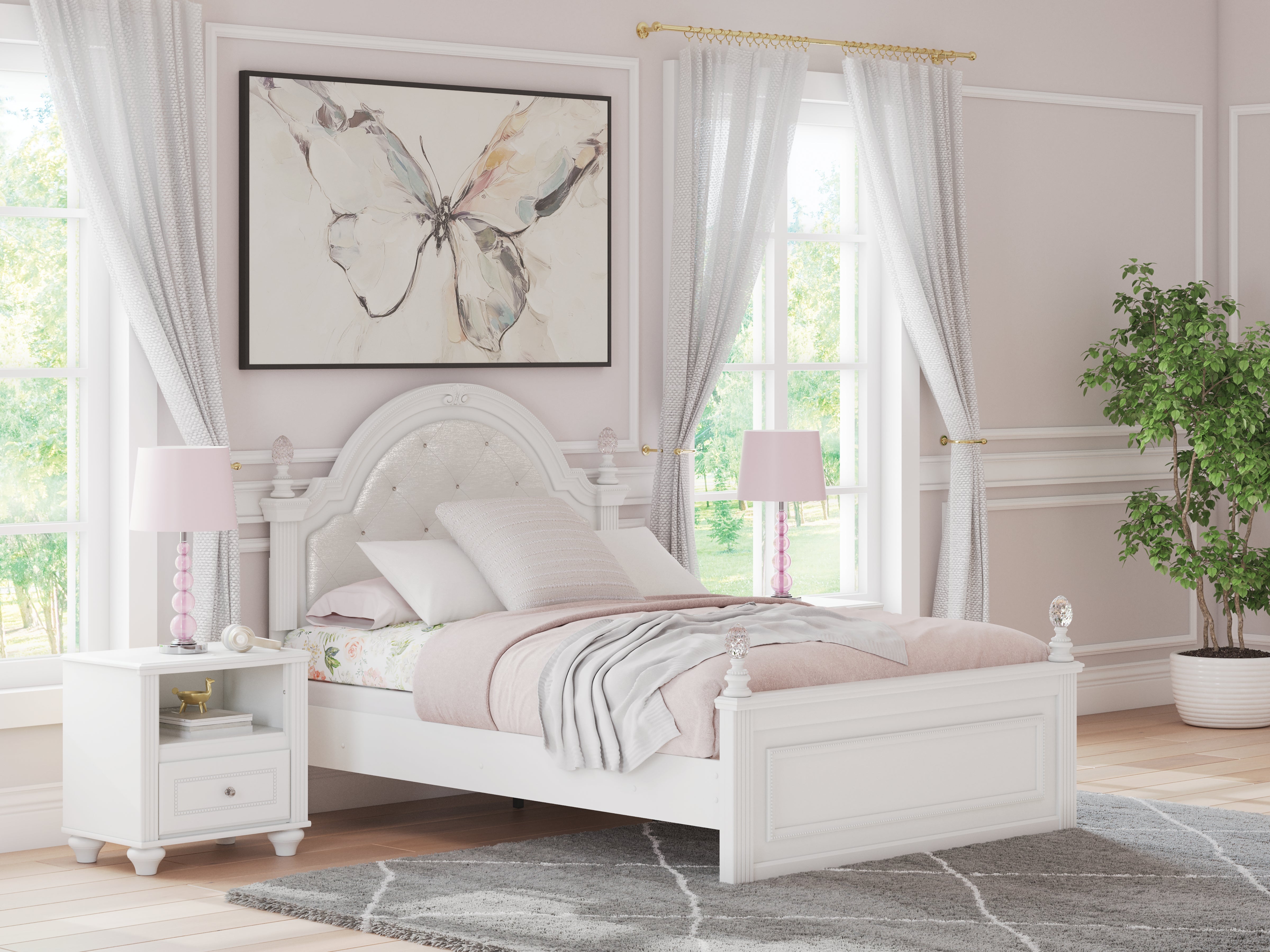 Sectionals for Less - Ashley Furniture - Kozlani Bedroom - Full Upholstered Panel Bed / White - PCB1819B6