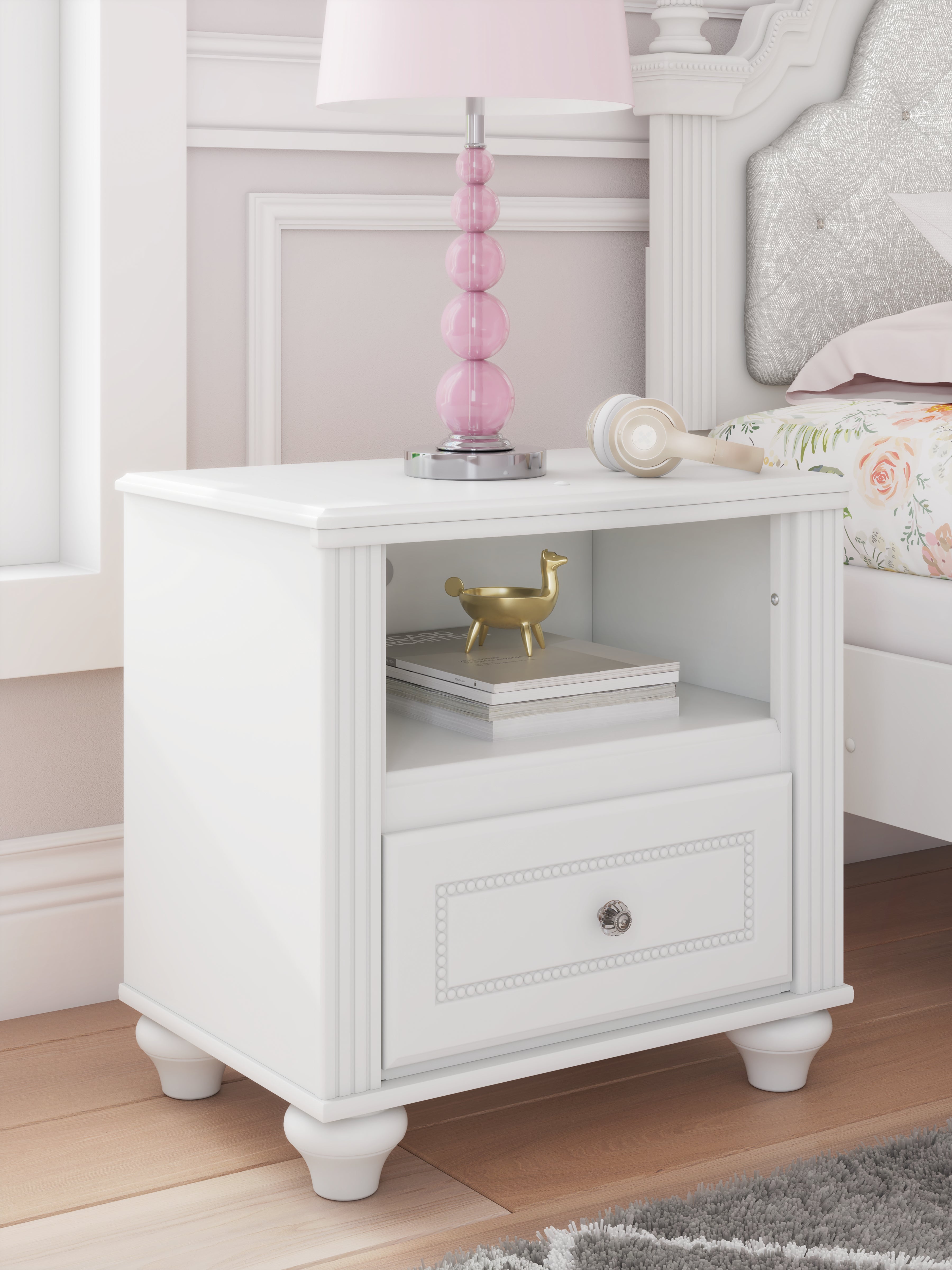 Sectionals for Less - Ashley Furniture - Kozlani Bedroom - One Drawer Night Stand / White - PCB1819-91