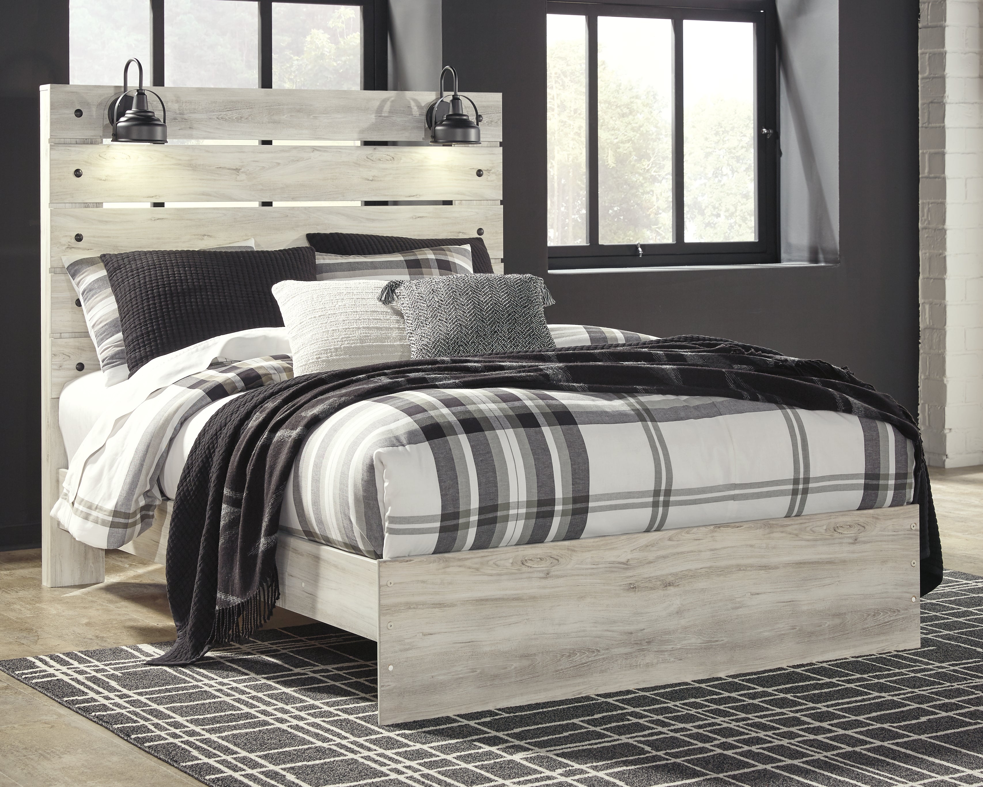 Sectionals for Less - Ashley Furniture - Cambeck Bedroom - Queen Panel Bed / Whitewash - B192B4