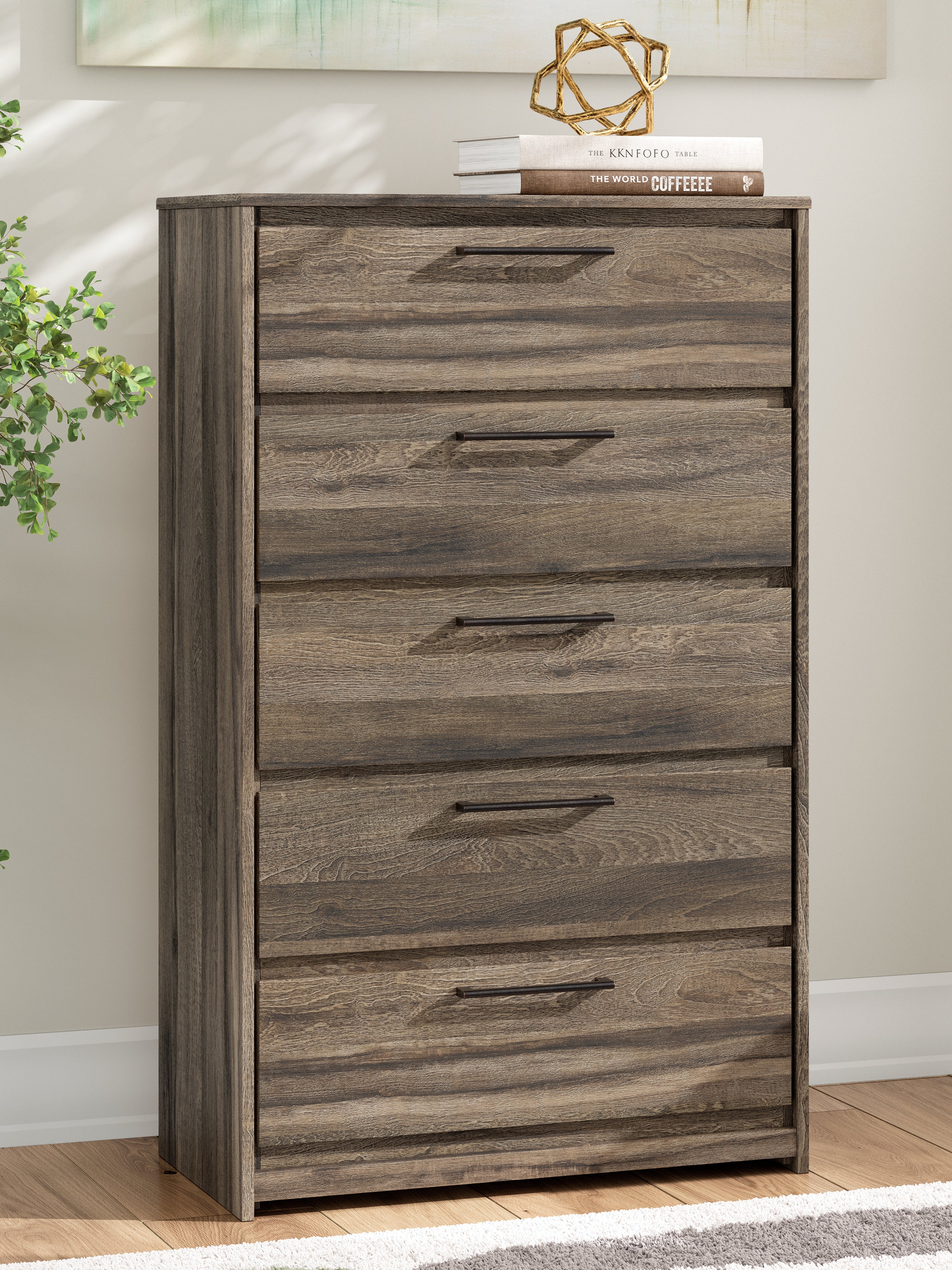 Sectionals for Less - Ashley Furniture - Elbrim Bedroom - Five Drawer Chest / Brown - PCB2005-46