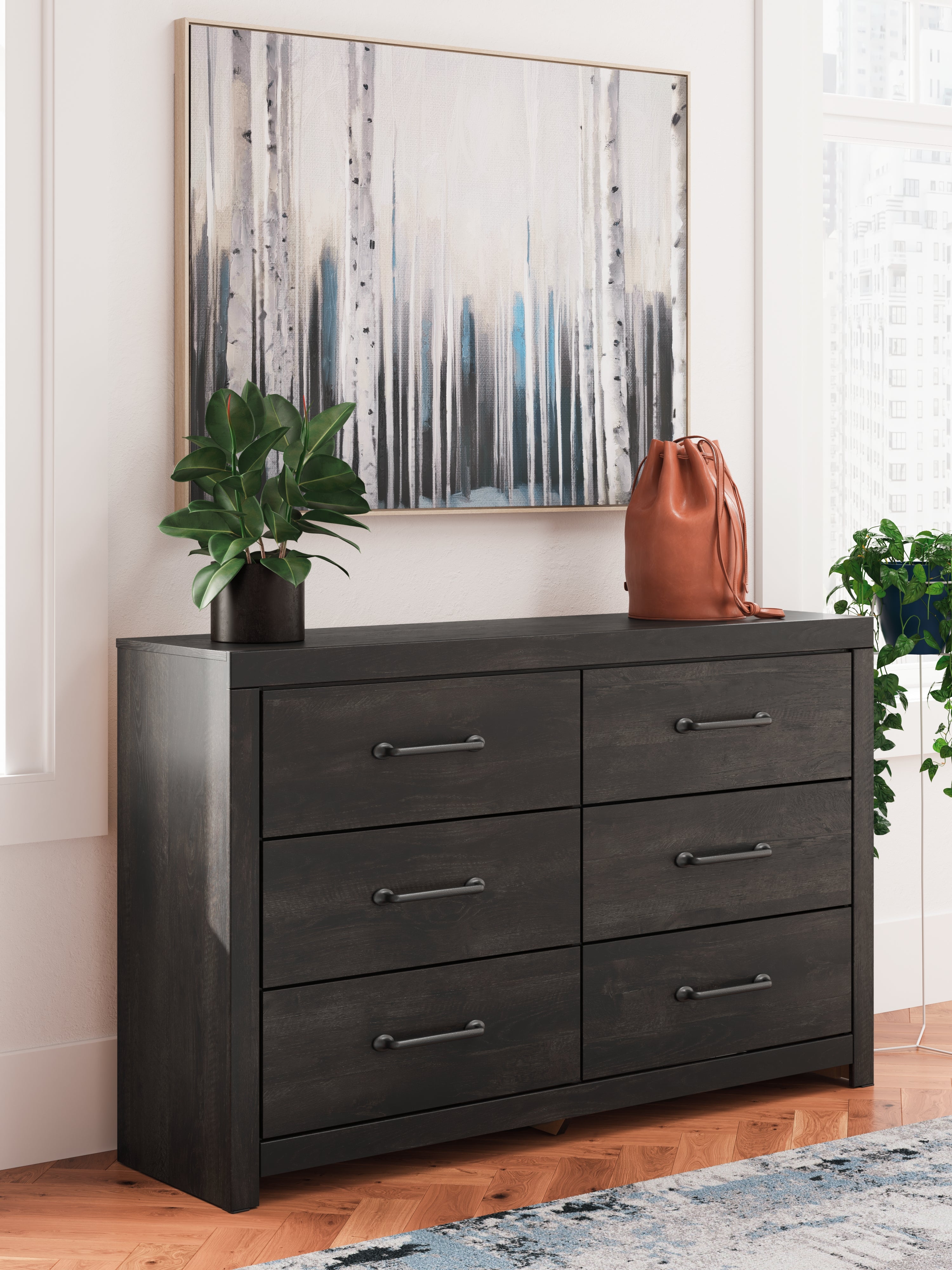 Sectionals for Less - Ashley Furniture - Hollivern Bedroom - Six Drawer Dresser / Dark Gray - PCB2108-31