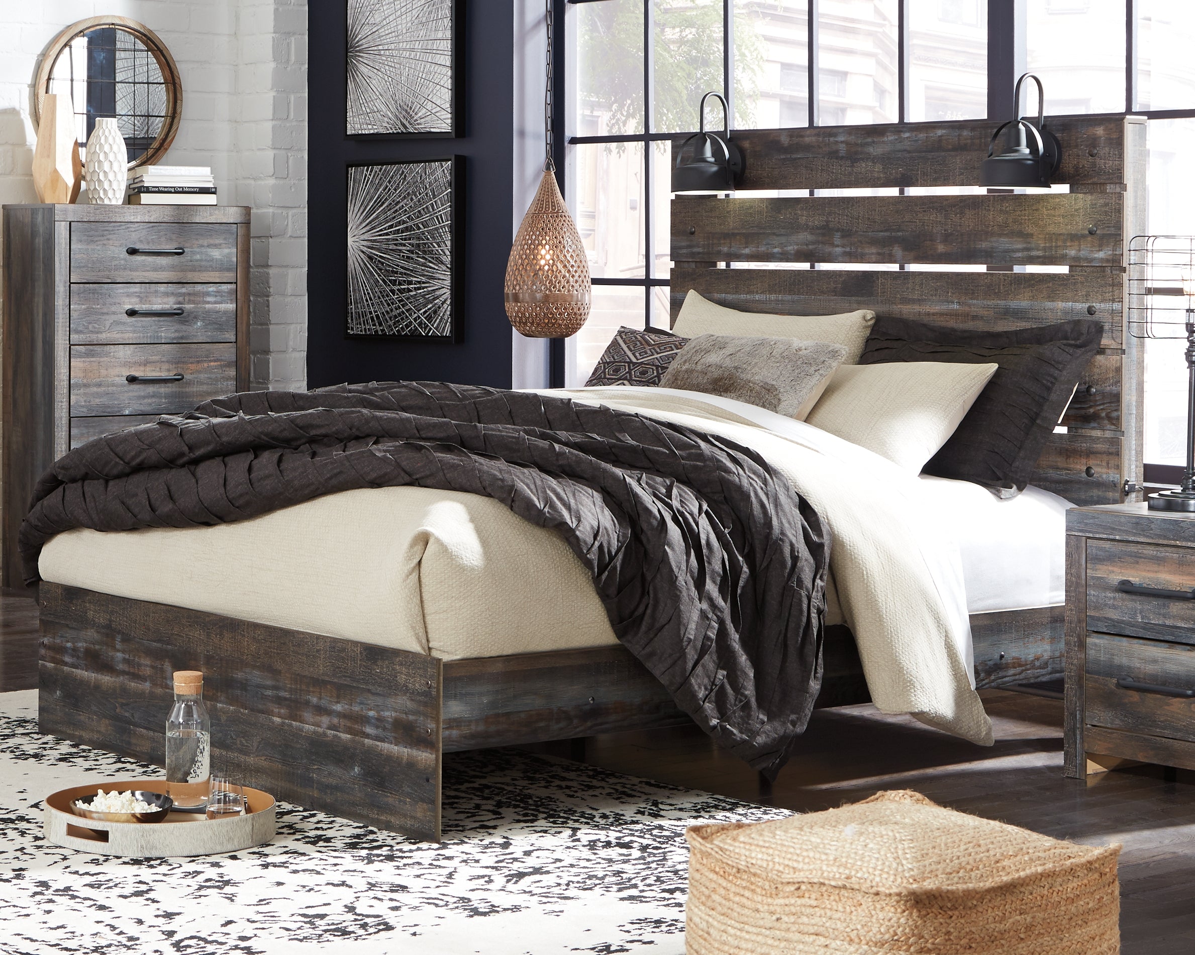 Sectionals for Less - Ashley Furniture - Drystan Bedroom - Queen Panel Bed / Multi - B211B4