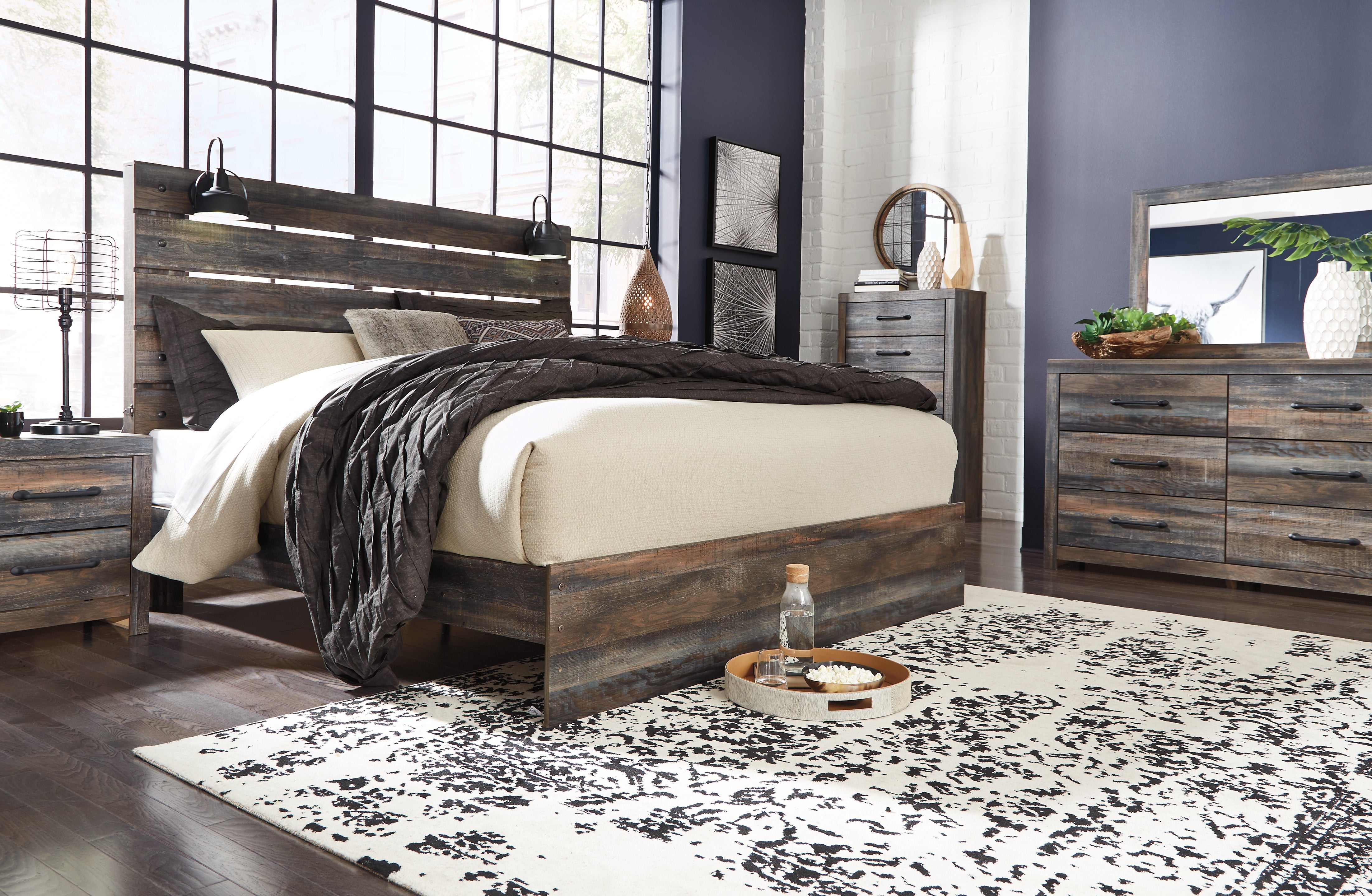 Sectionals for Less - Ashley Furniture - Drystan Bedroom - King Panel Bed / Multi - B211B14