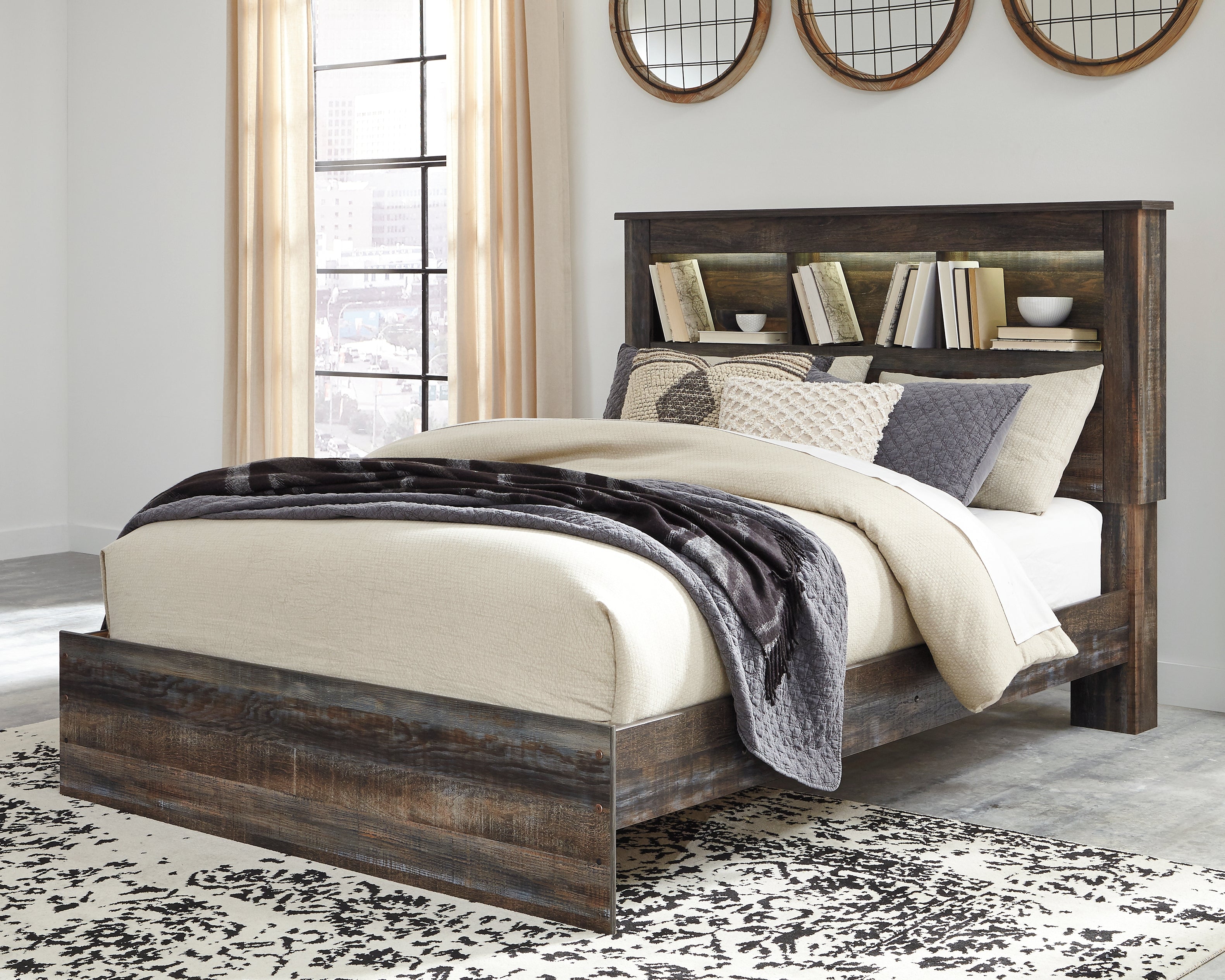 Sectionals for Less - Ashley Furniture - Drystan Bedroom - Queen Bookcase Bed / Multi - B211B16