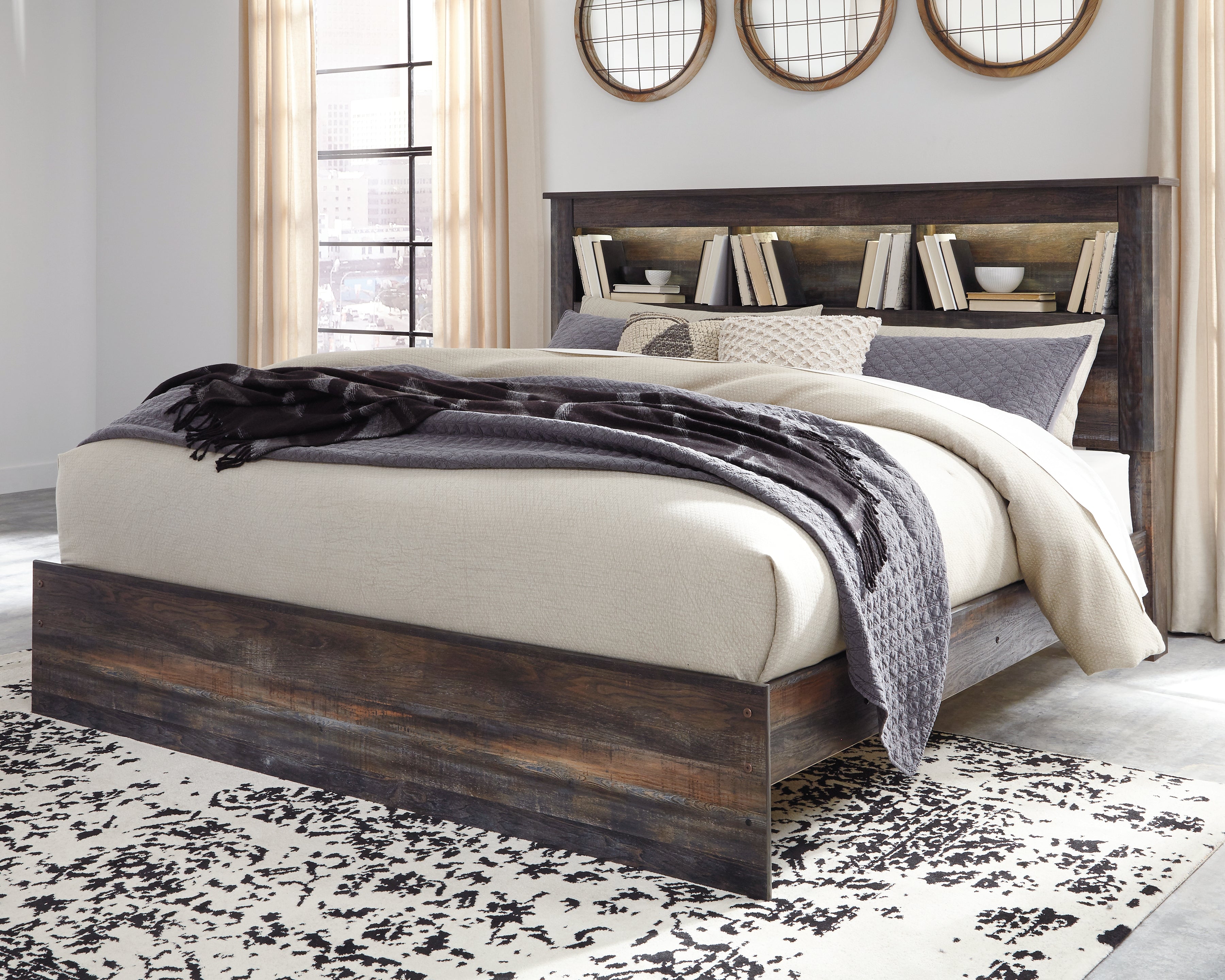 Sectionals for Less - Ashley Furniture - Drystan Bedroom - King Bookcase Bed / Multi - B211B53