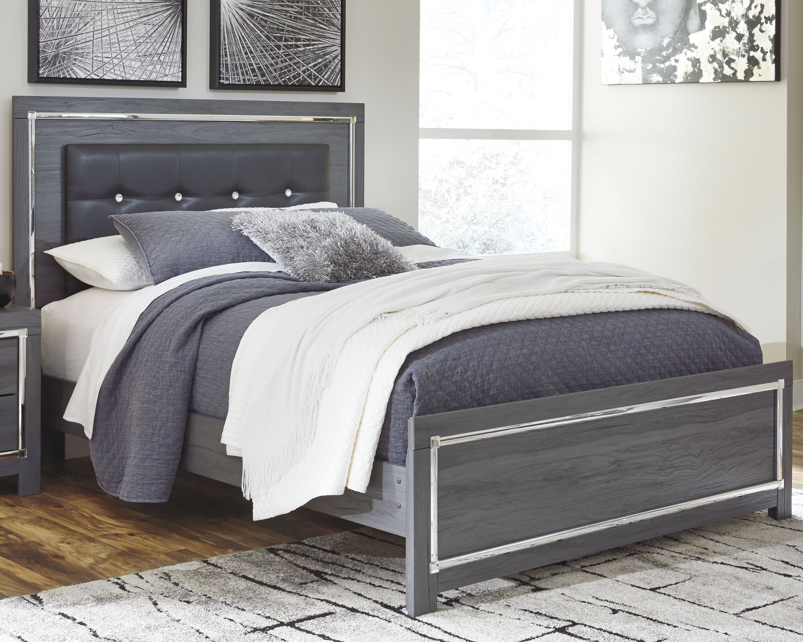 Sectionals for Less - Ashley Furniture - Lodanna Bedroom - Queen Panel Bed / Gray - B214B2